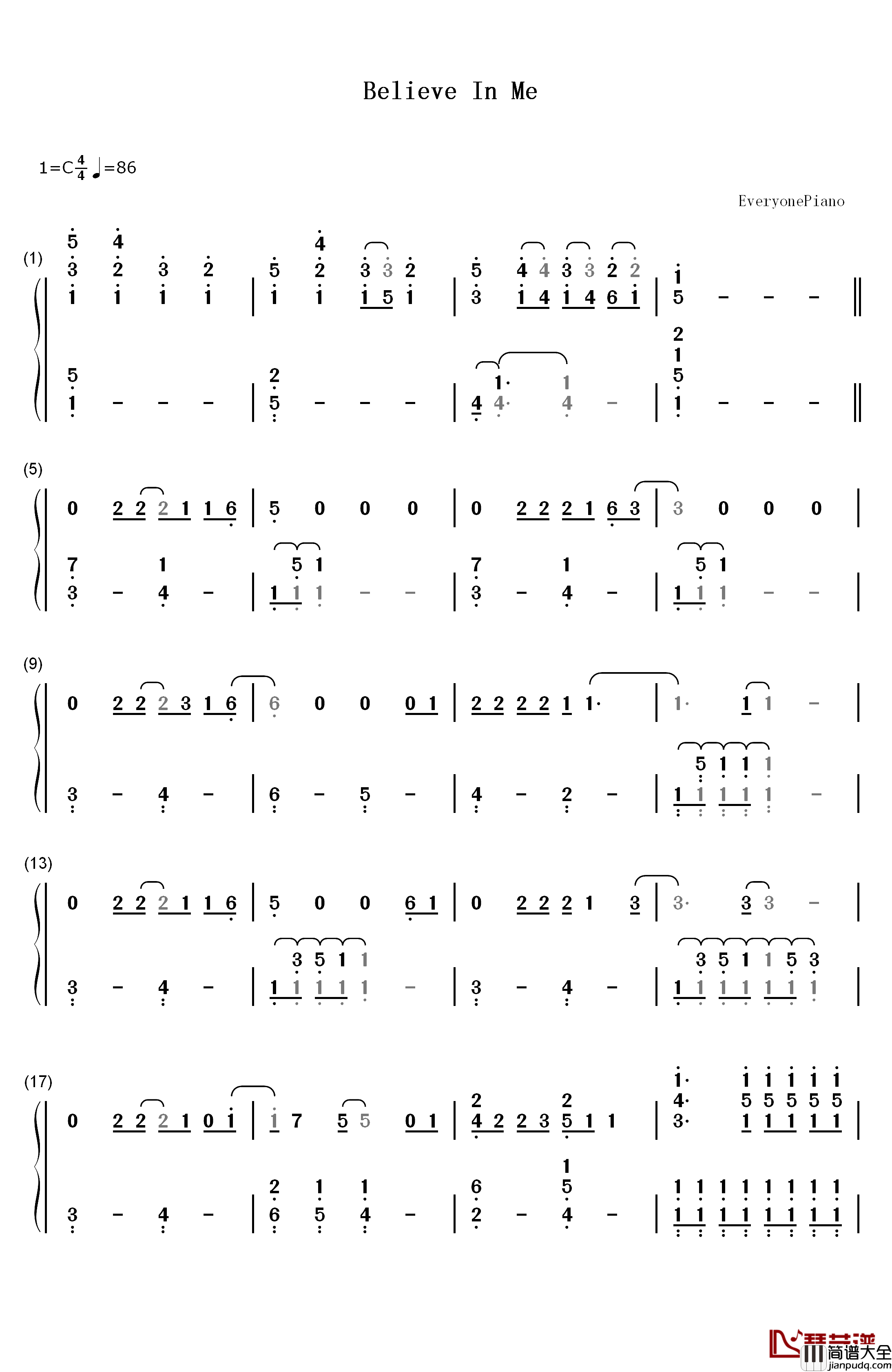 Believe_in_Me钢琴简谱_数字双手_Demi_Lovato