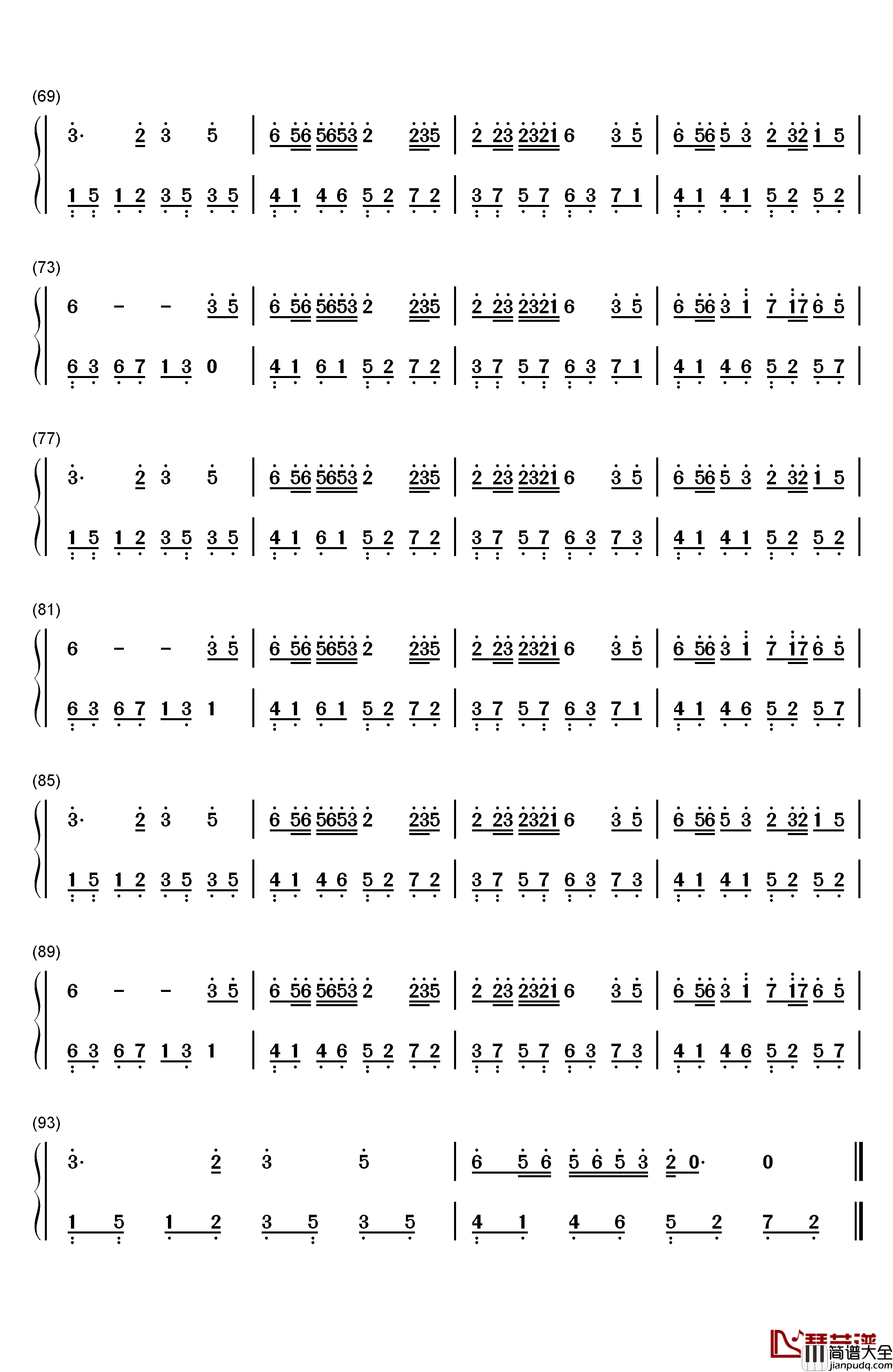 Windy_Hill钢琴简谱_数字双手_羽肿