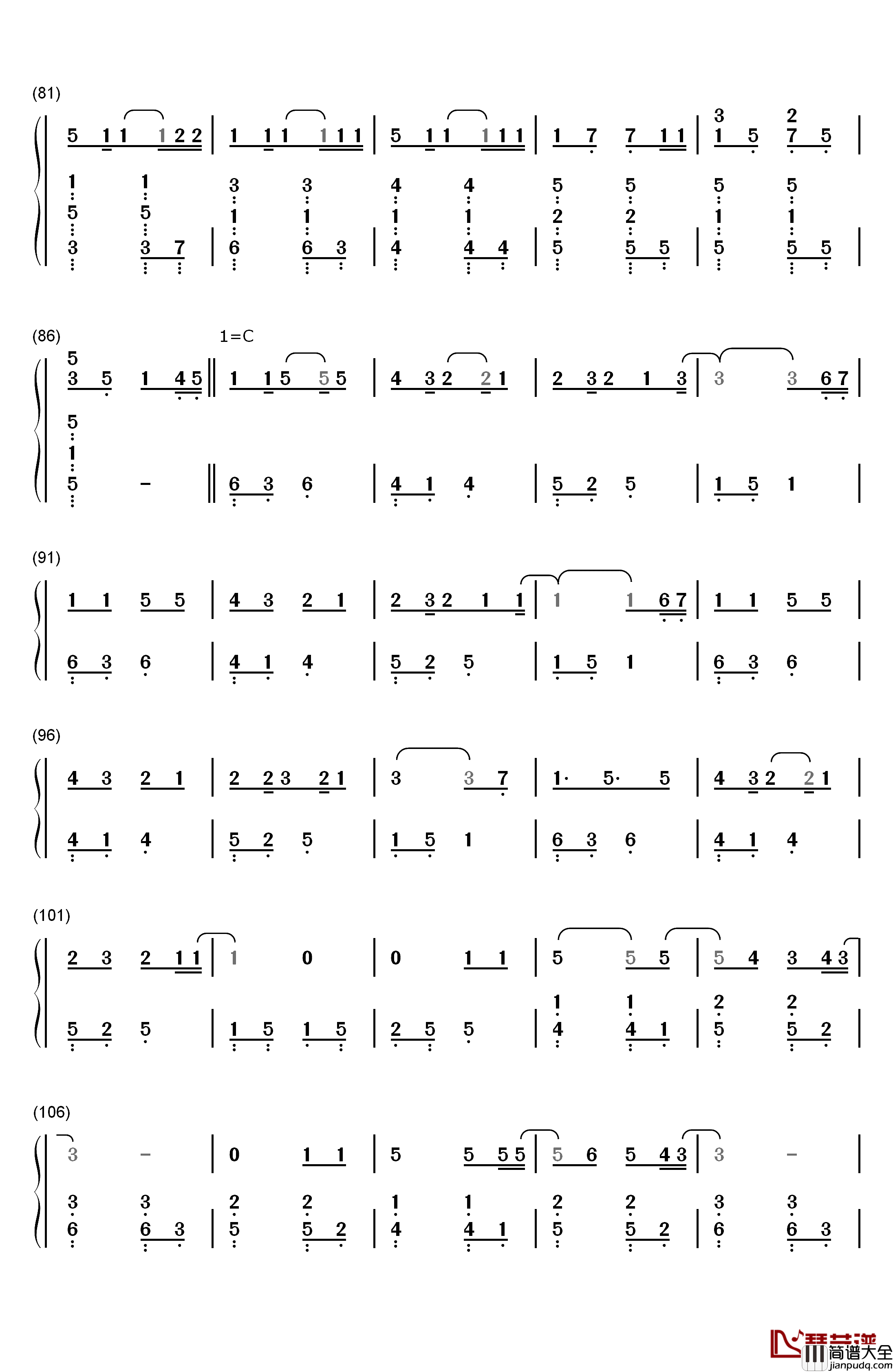 楔钢琴简谱_数字双手_奥华子