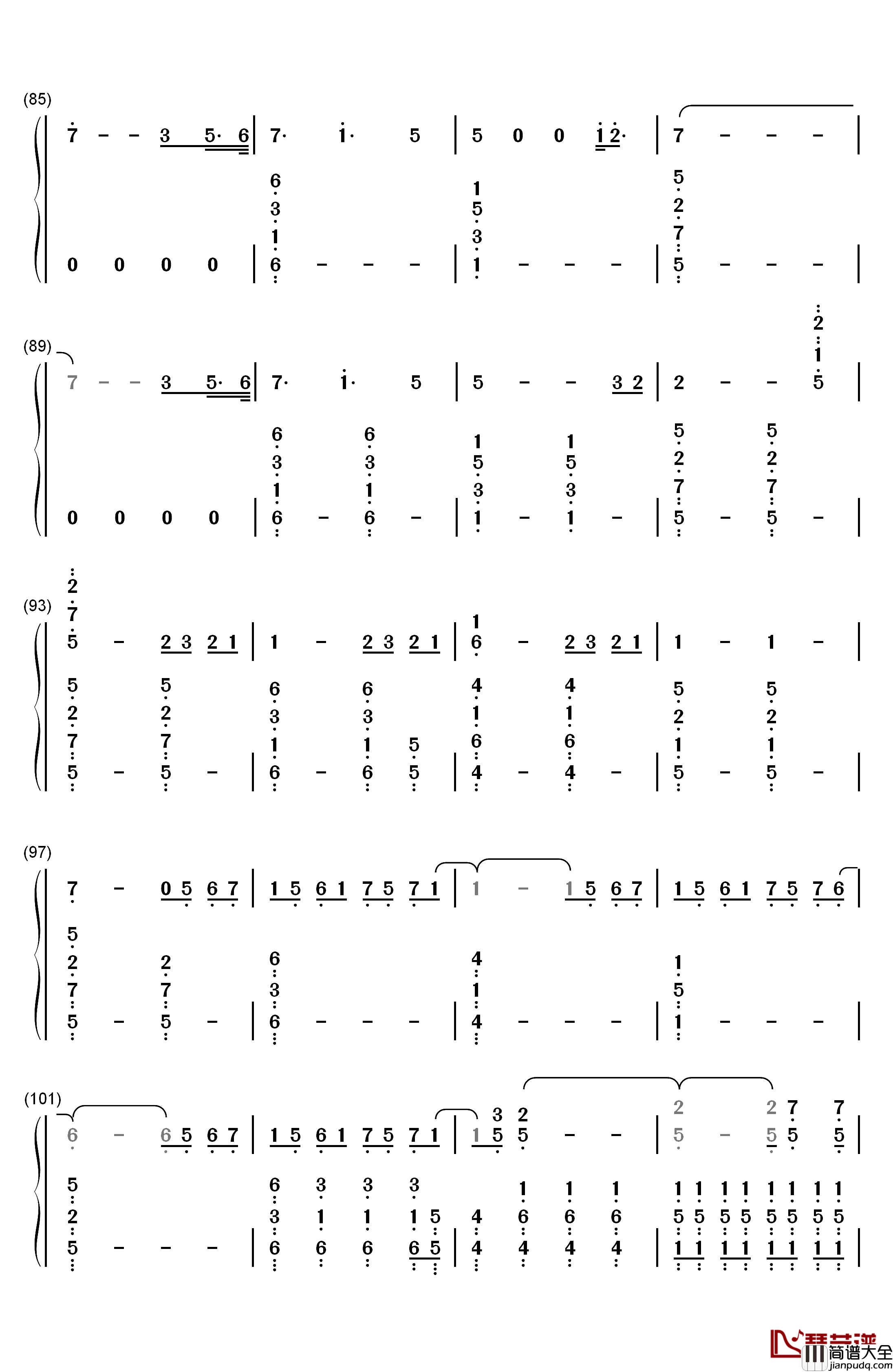 Young_Again钢琴简谱_数字双手_Hardwell