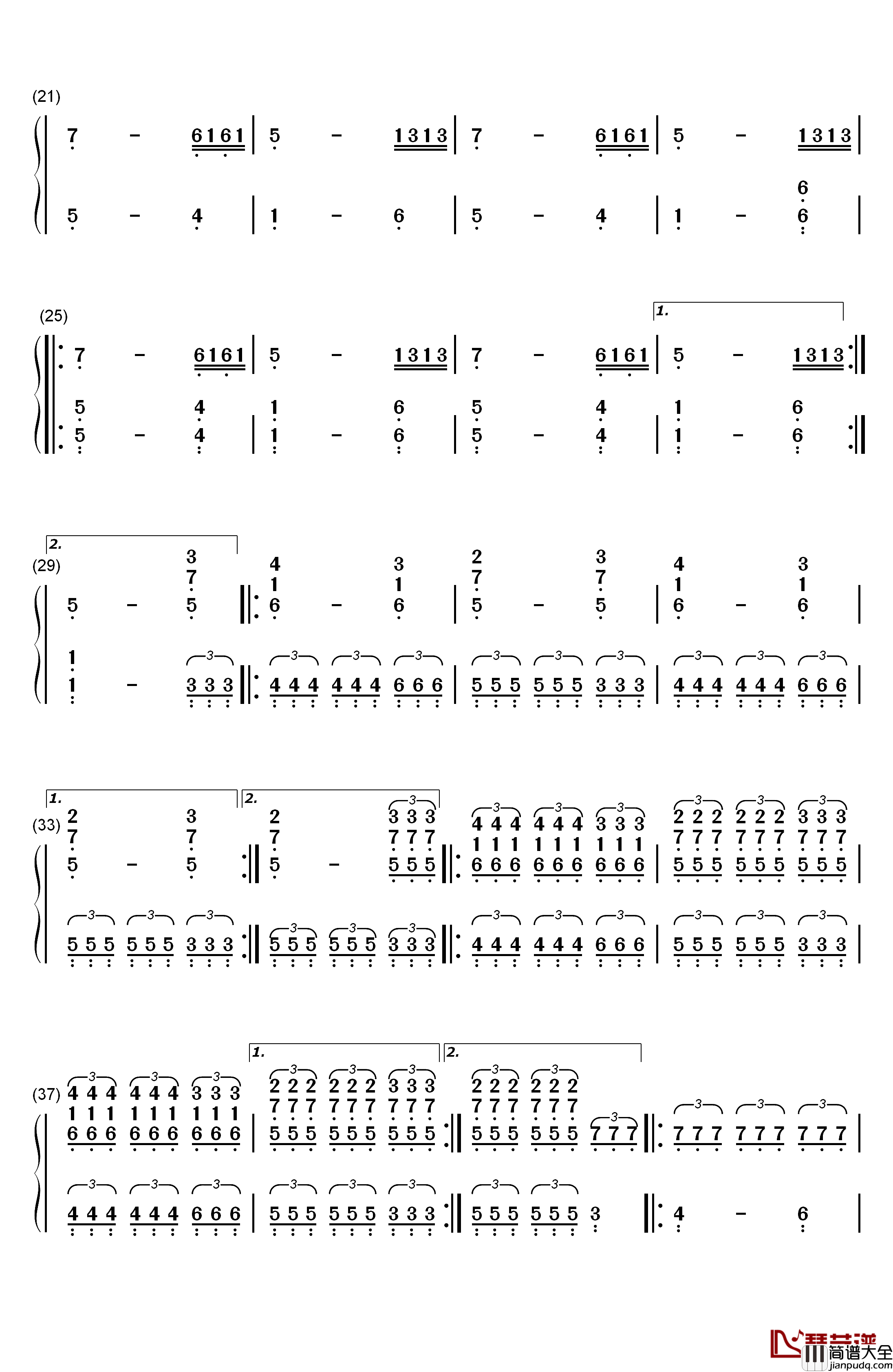 Goner钢琴简谱_数字双手_Twenty_One_Pilots