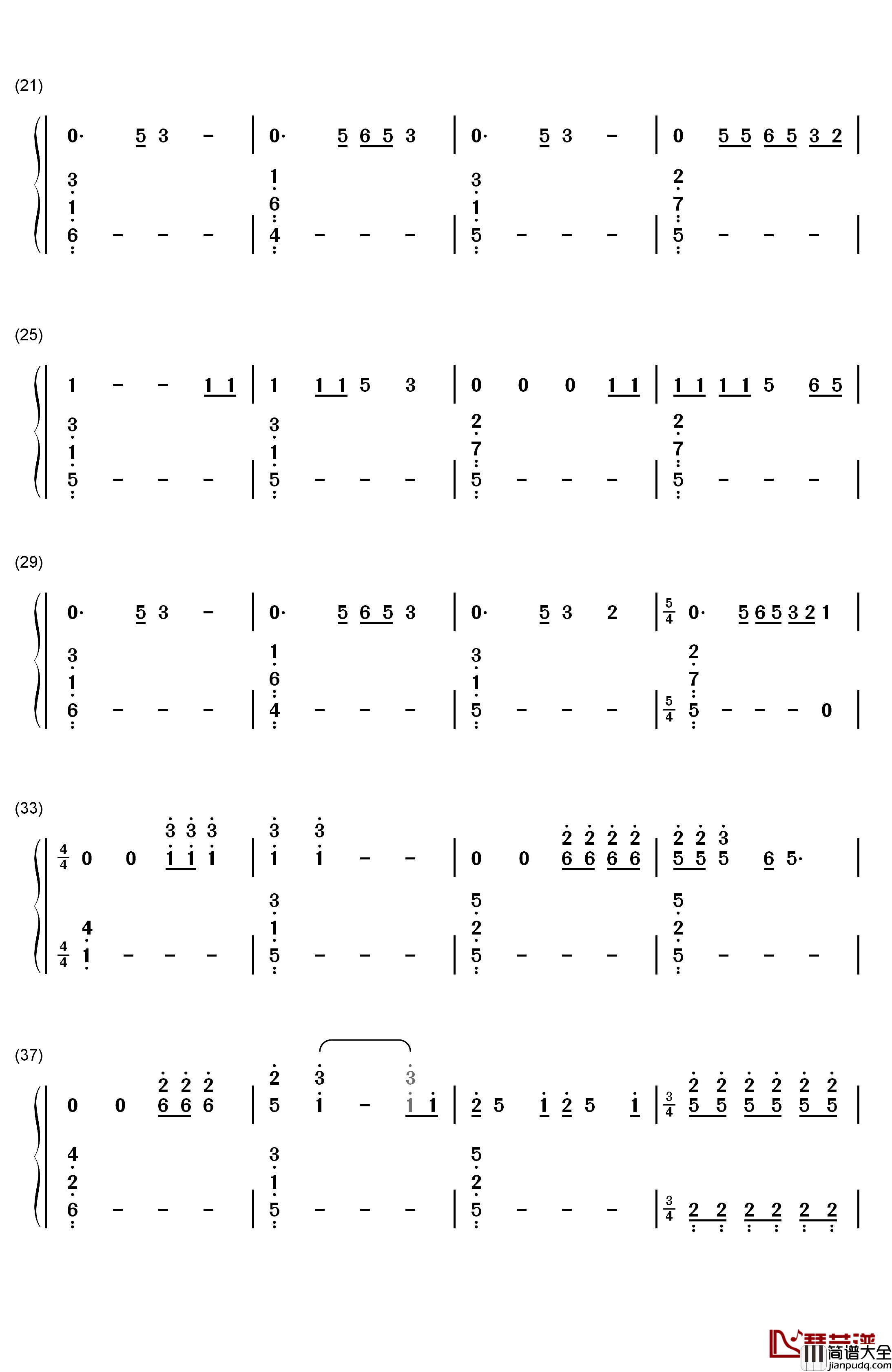 Guns_for_Hands钢琴简谱_数字双手_Twenty_One_Pilots