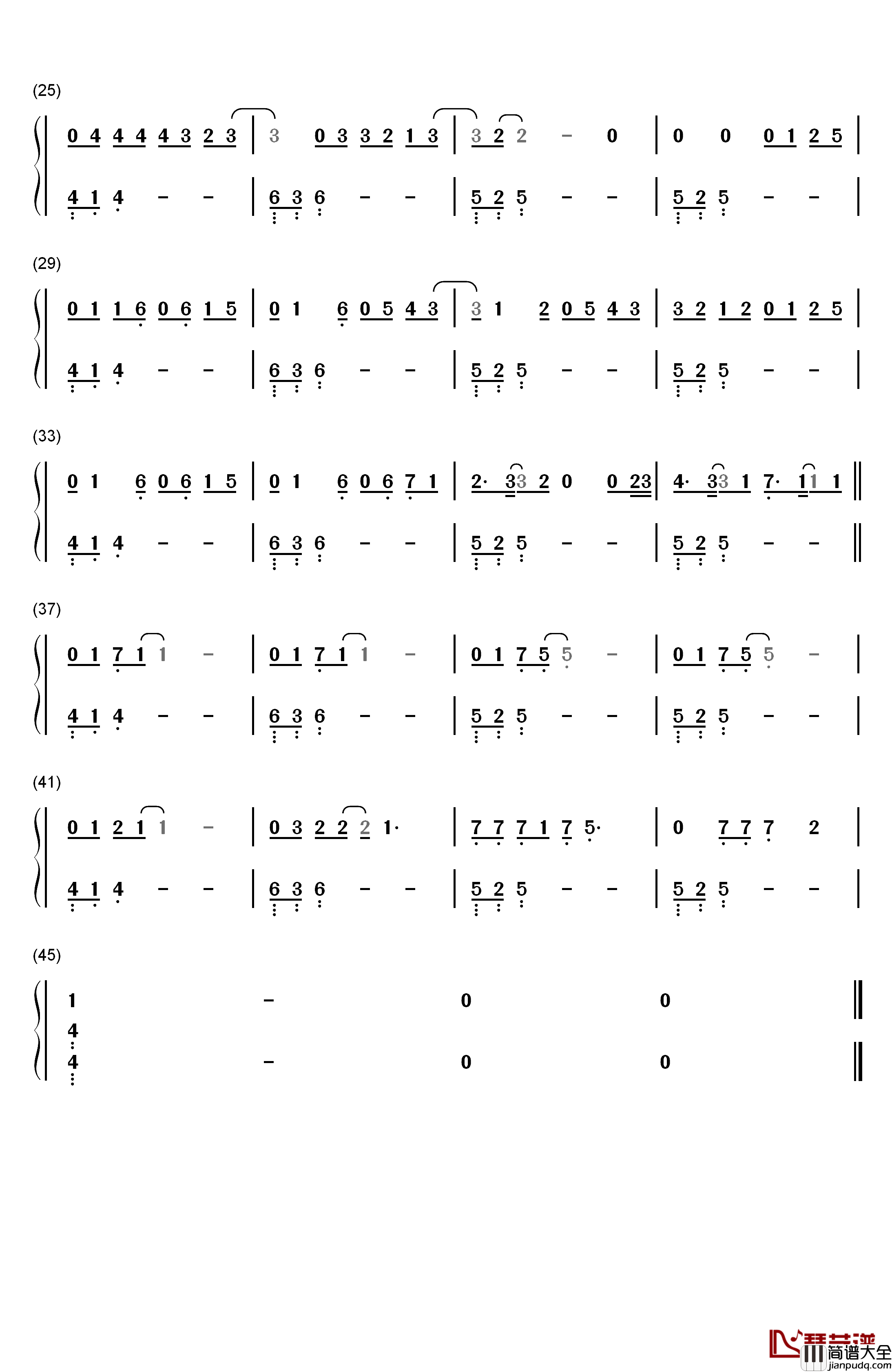 Never_Let_You_Go钢琴简谱_数字双手_Justin_Bieber