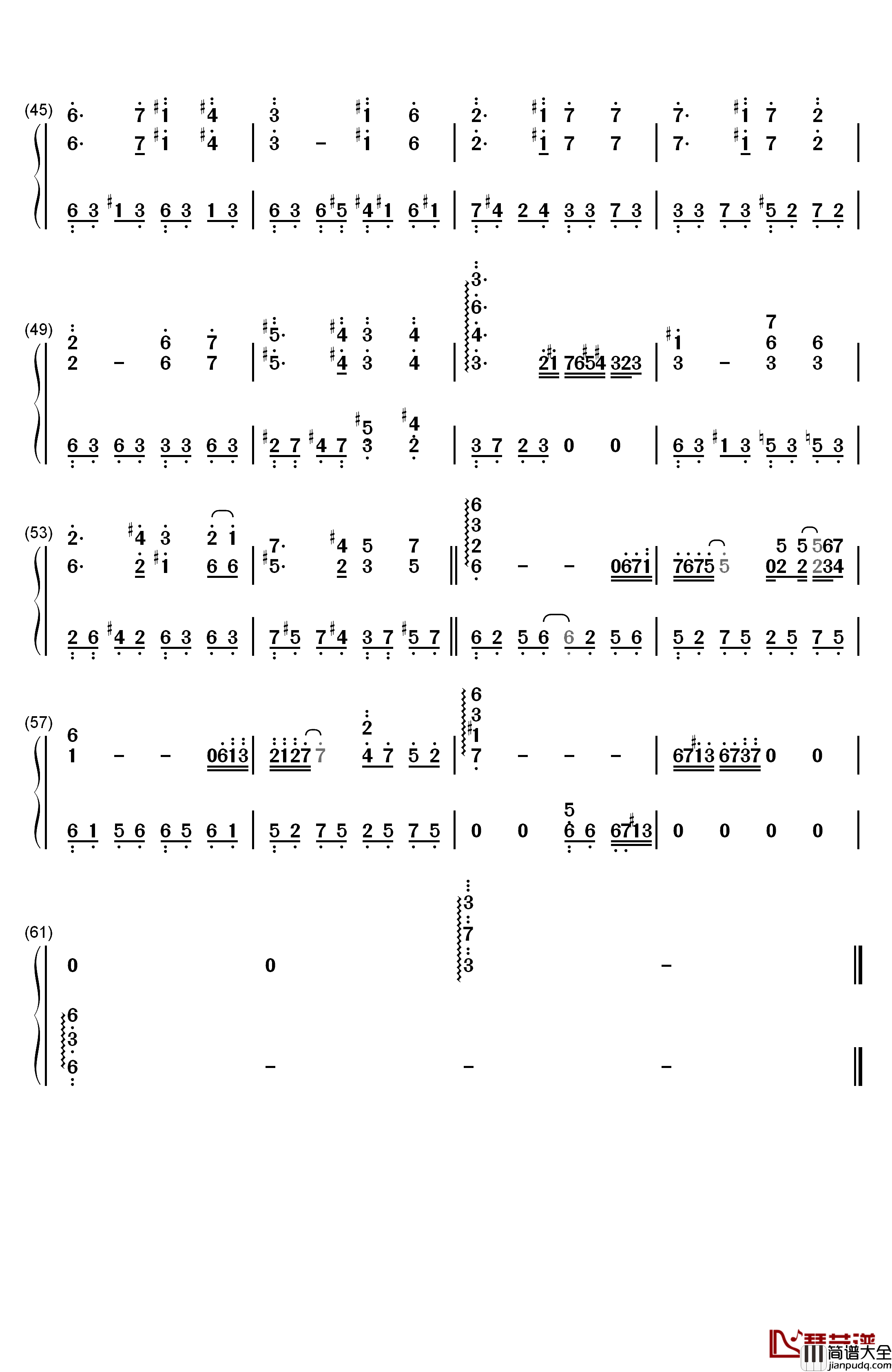 母亲你真伟大钢琴简谱_数字双手_终极一班