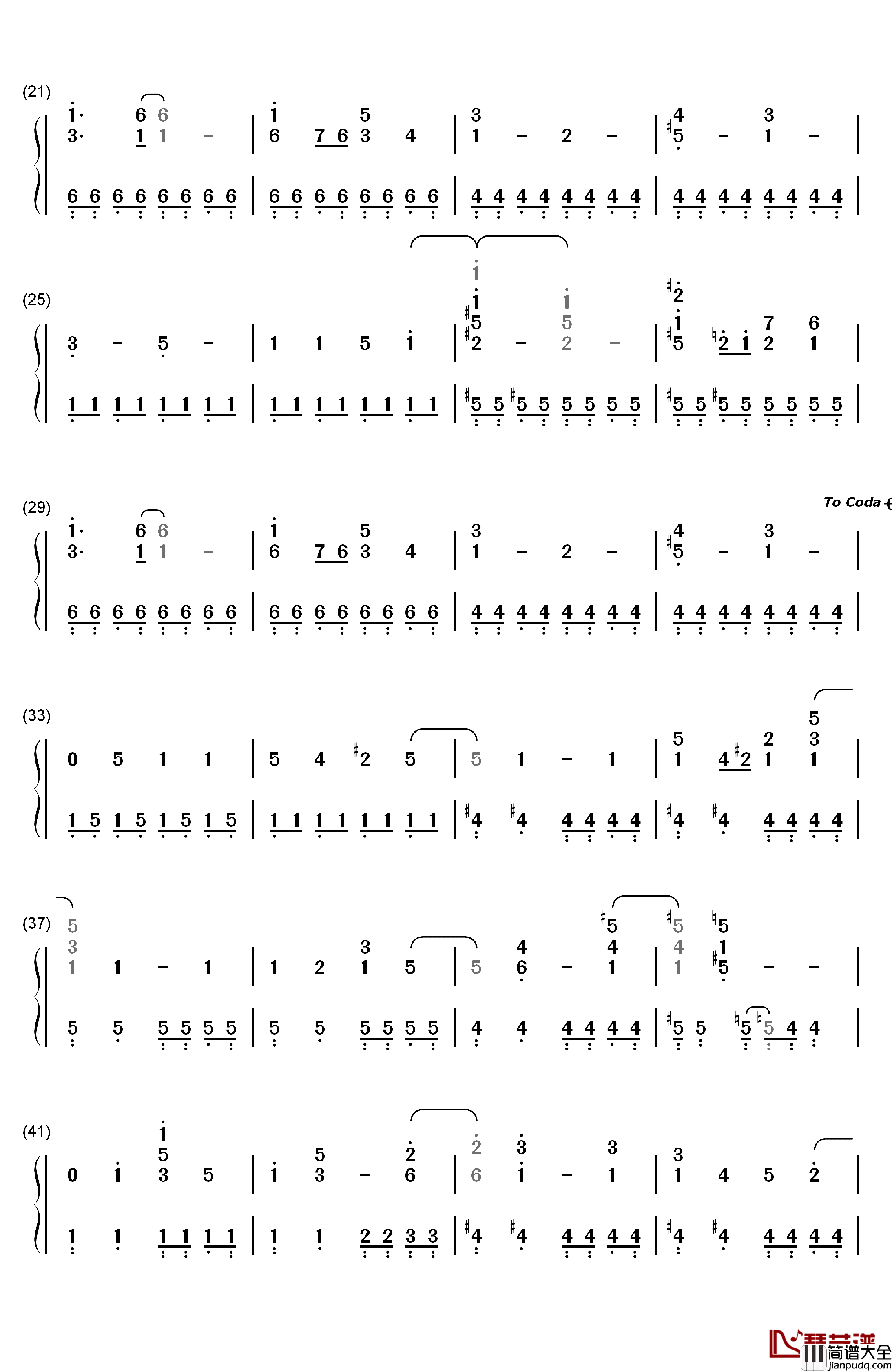 Quiet钢琴简谱_数字双手_Demi_Lovato