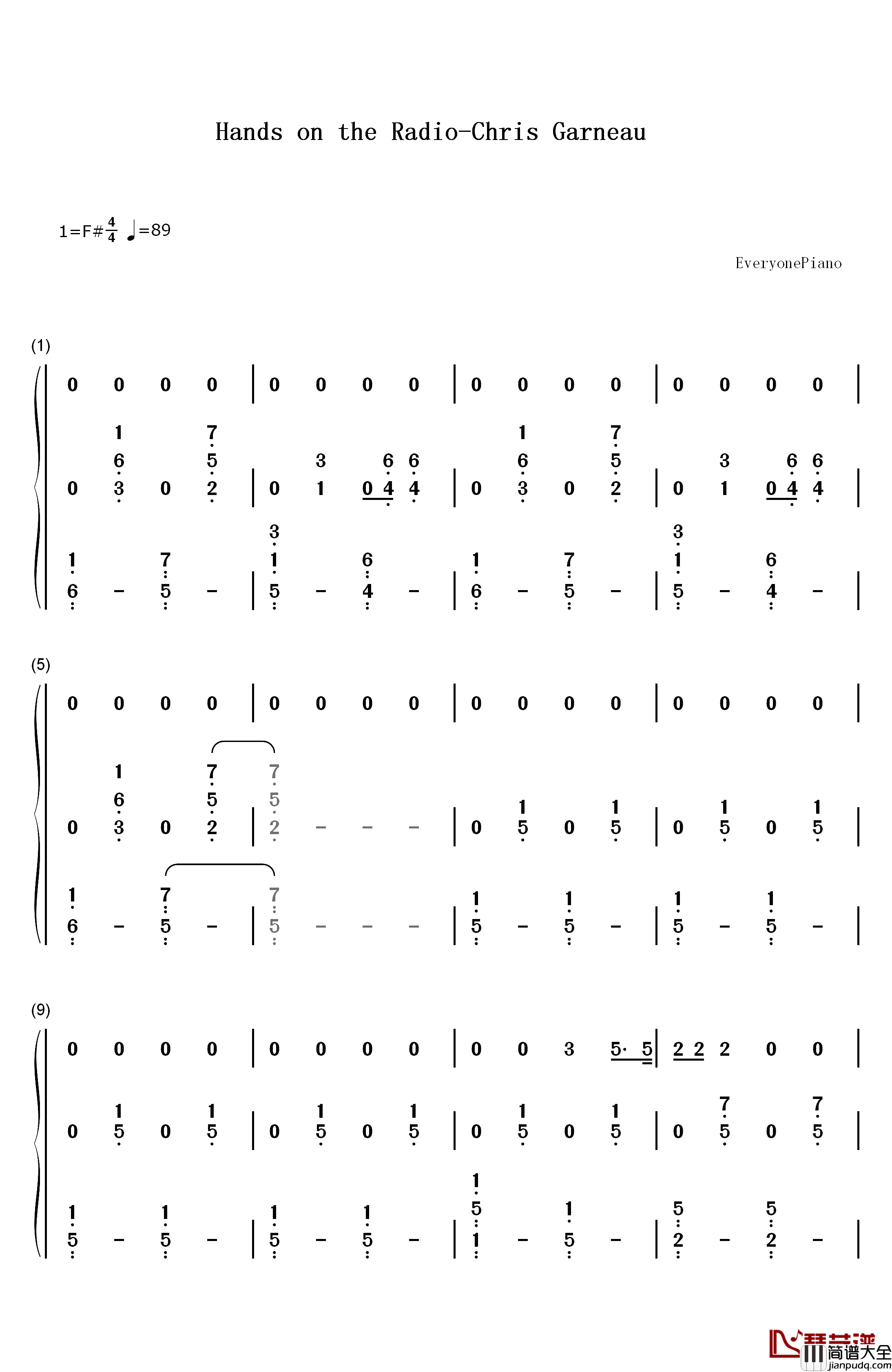 Hands_on_the_Radio钢琴简谱_数字双手_Chris_Garneau