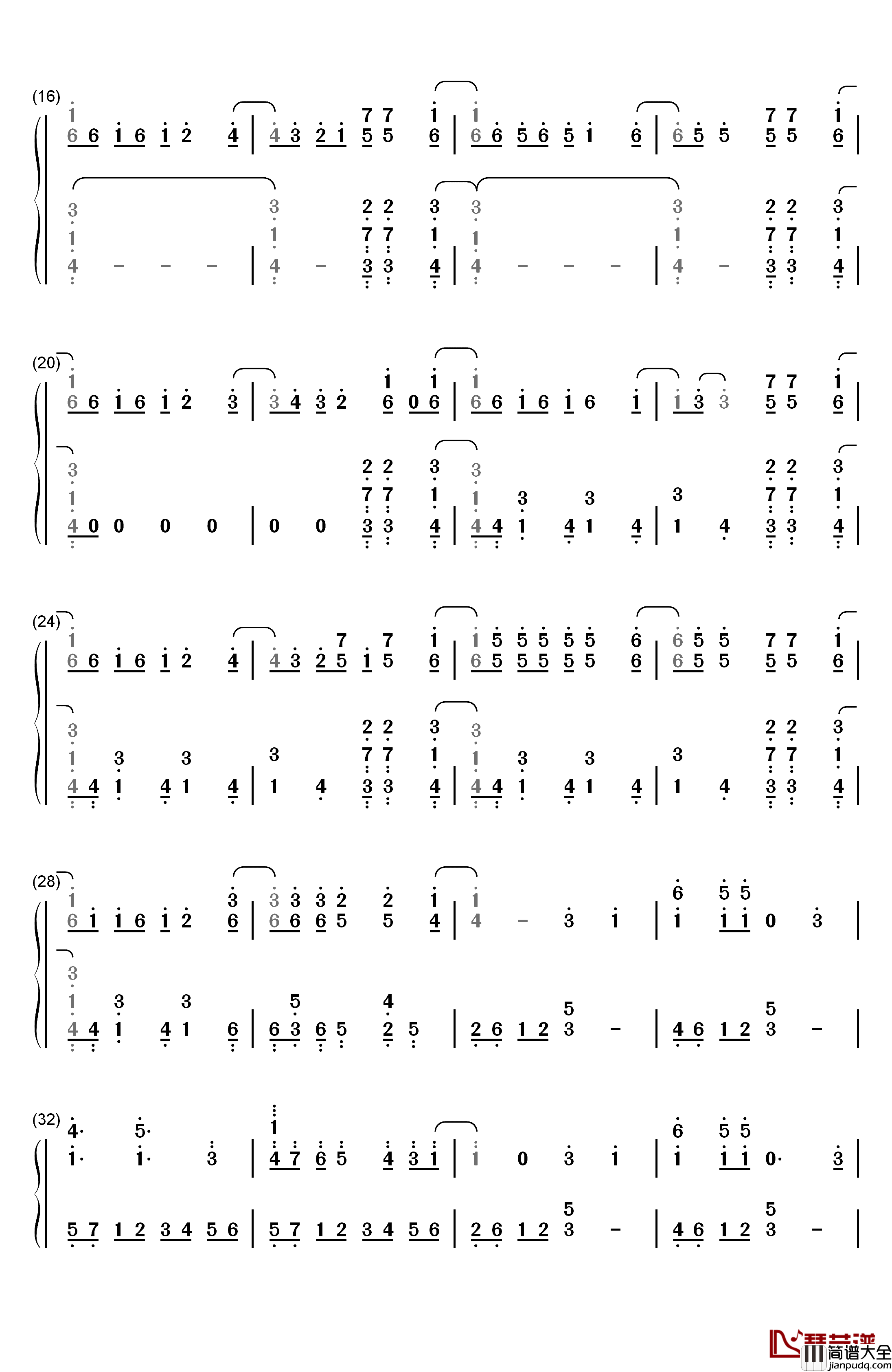 春拟き钢琴简谱_数字双手_やなぎなぎ
