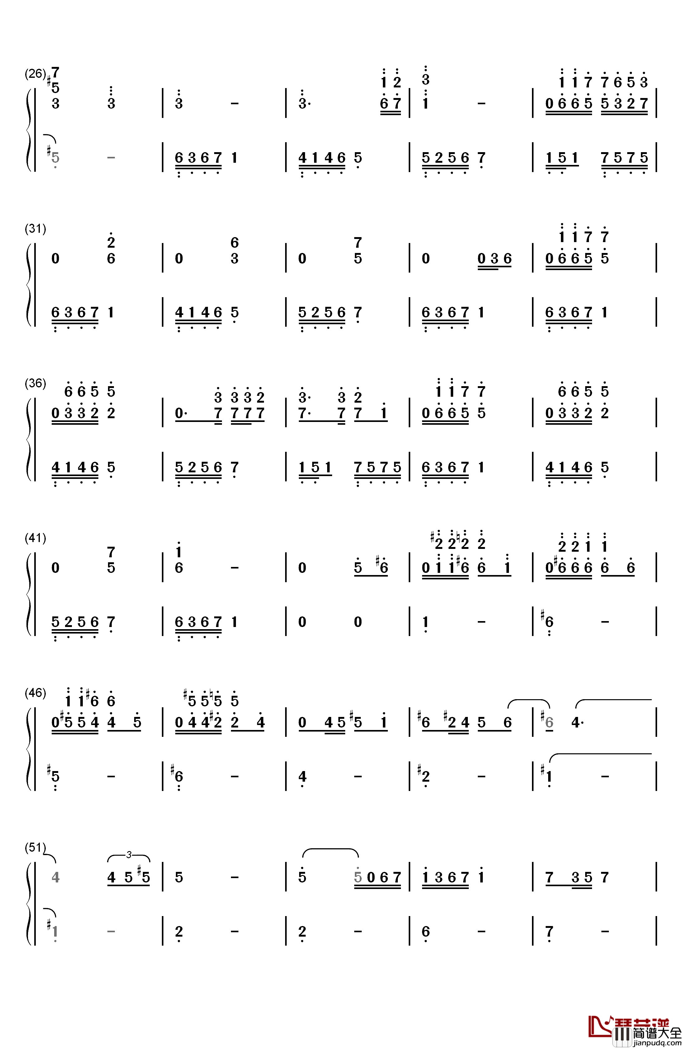 流恋钢琴简谱_数字双手_吴奇隆_严艺丹