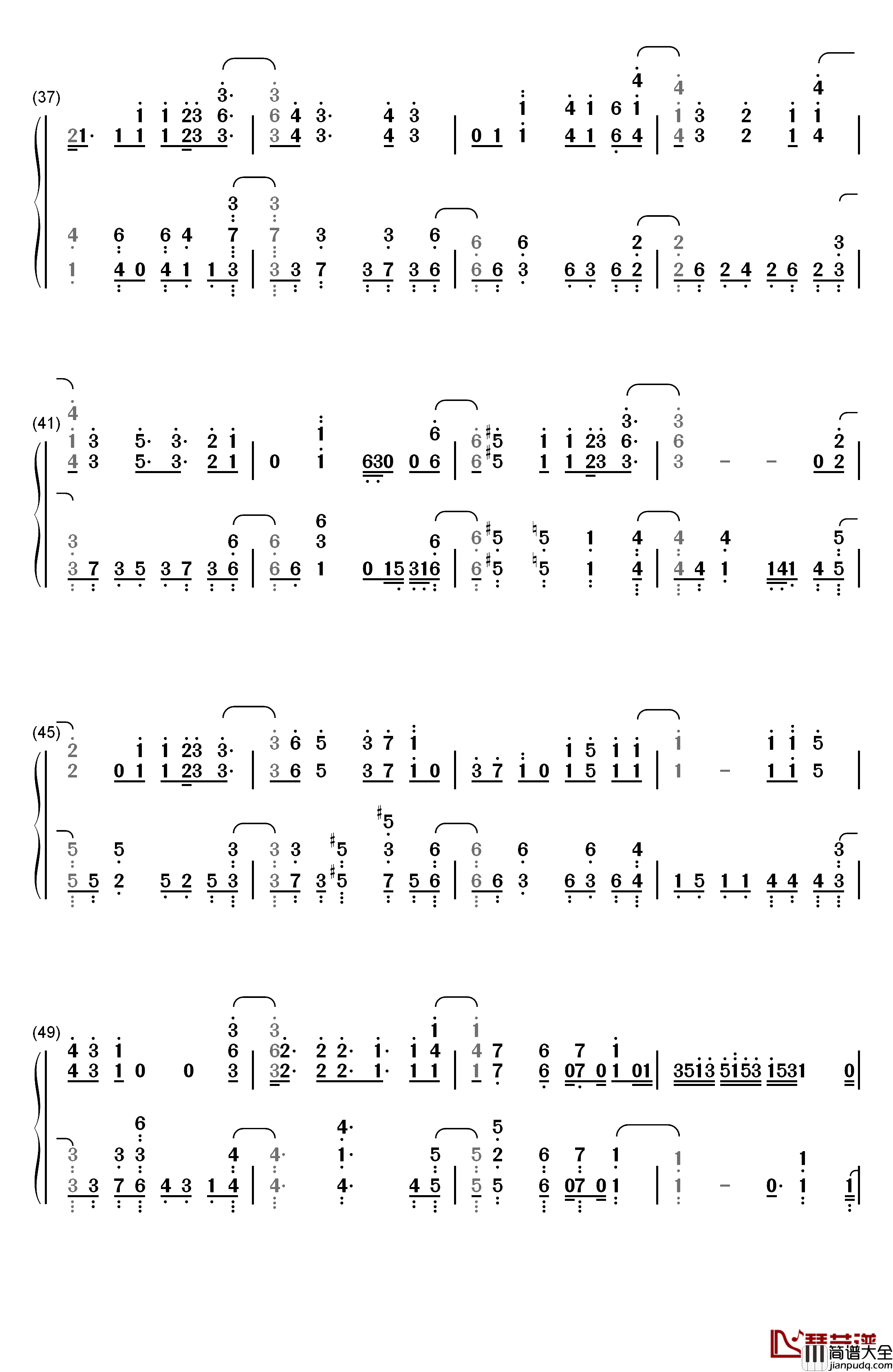 Tomorrow钢琴简谱_数字双手_Machico