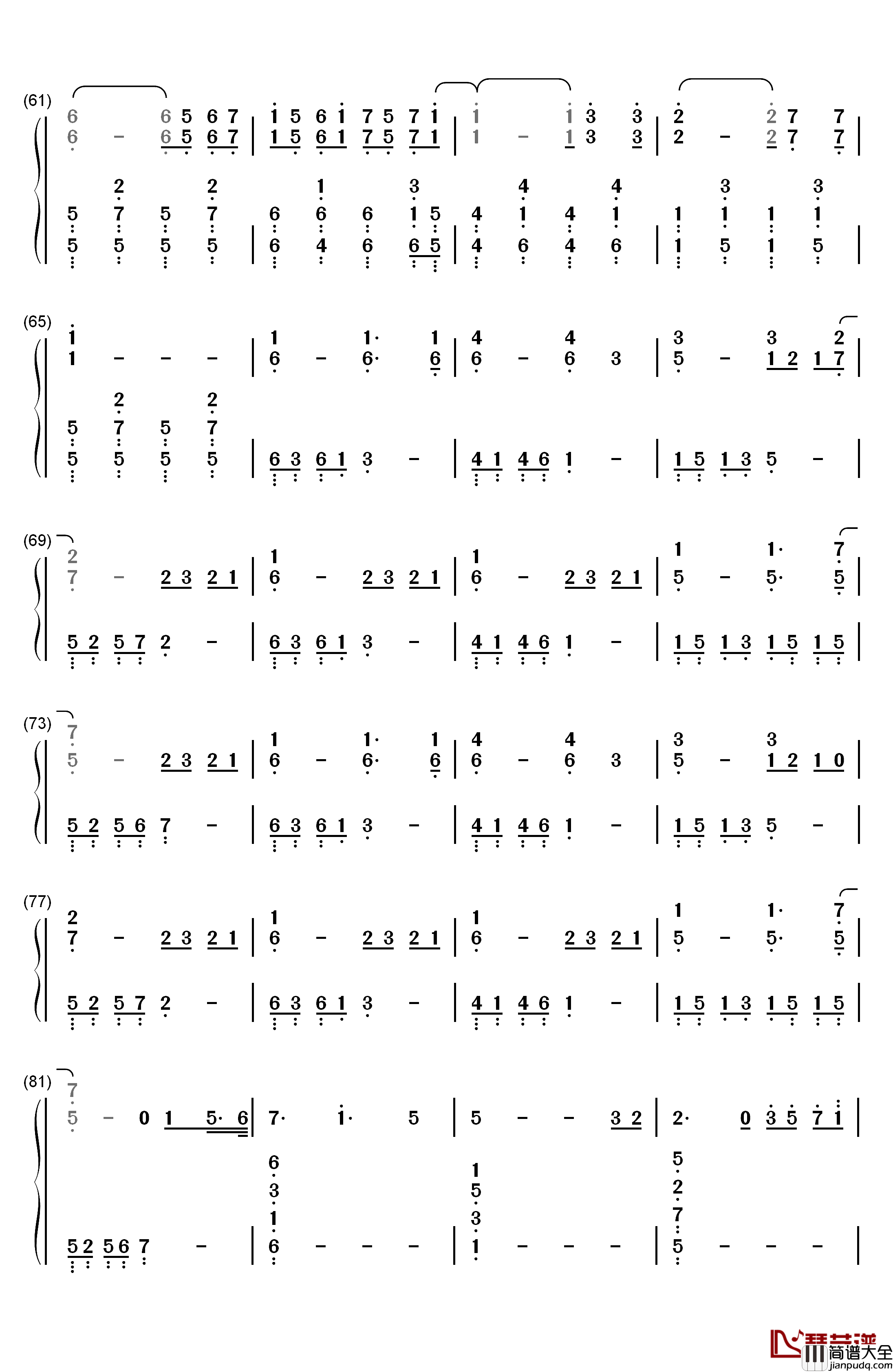 Young_Again钢琴简谱_数字双手_Hardwell