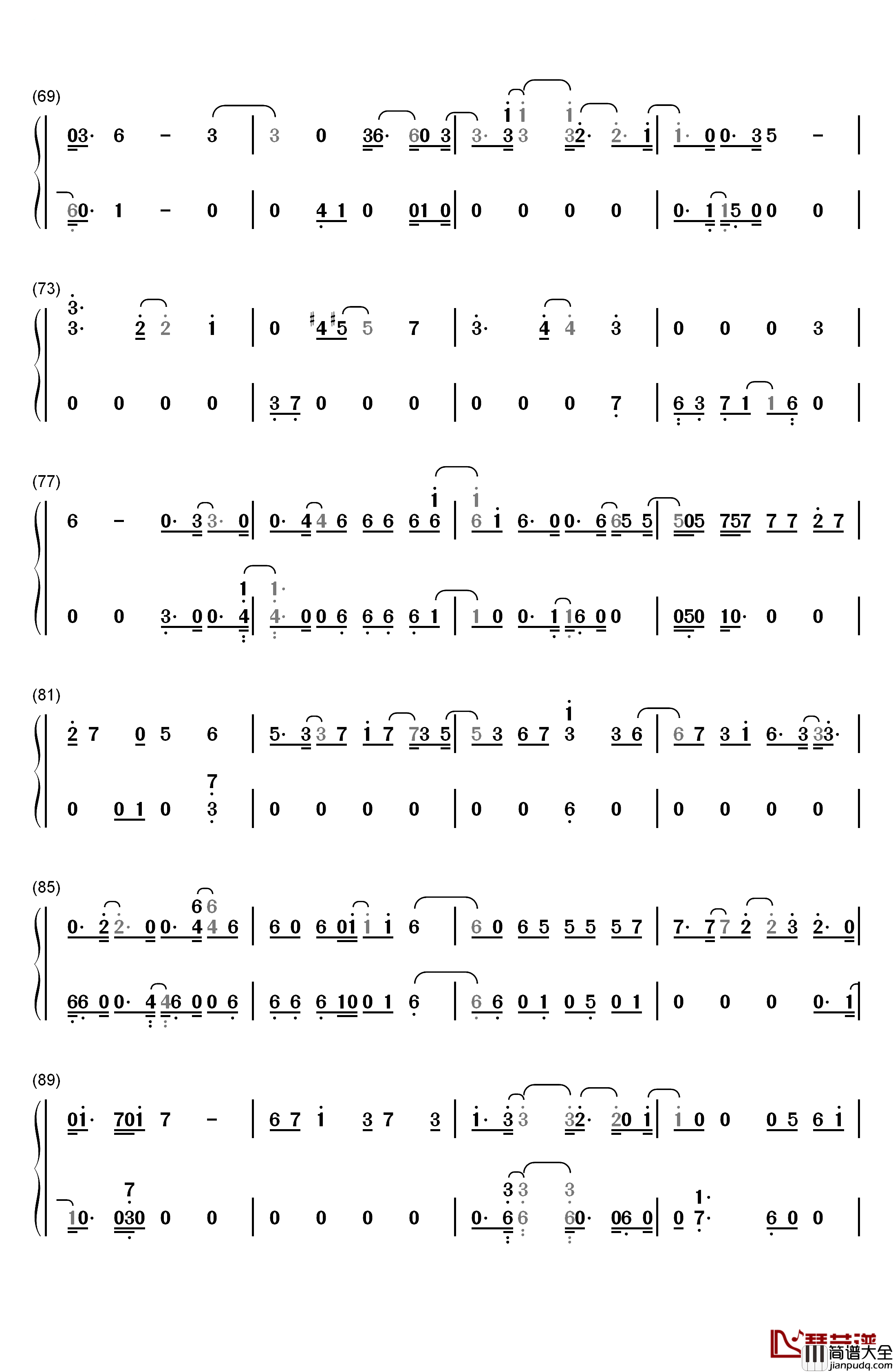 Lonely钢琴简谱_数字双手_Sistar