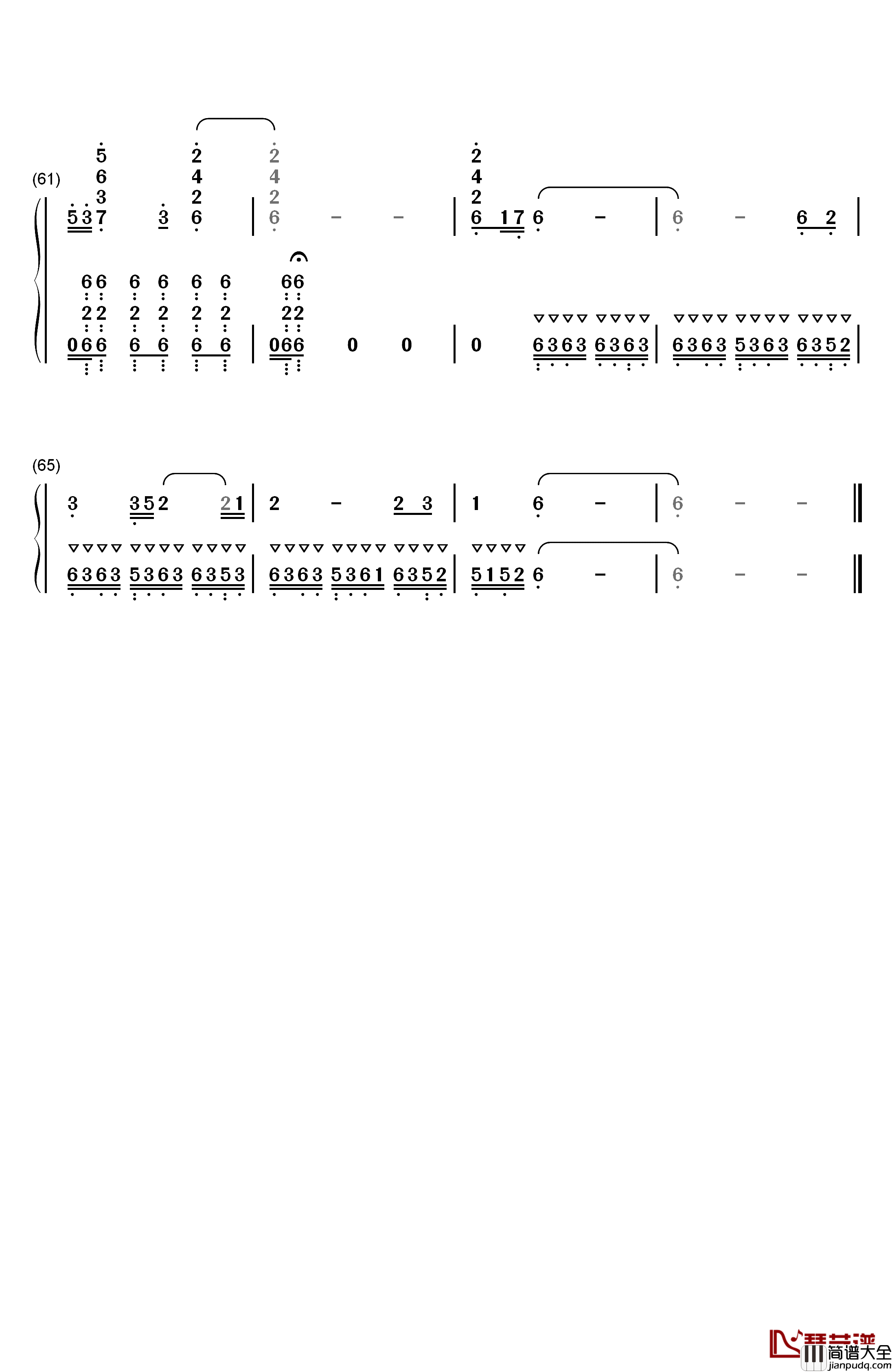 痴颜钢琴简谱_数字双手_麦振鸿