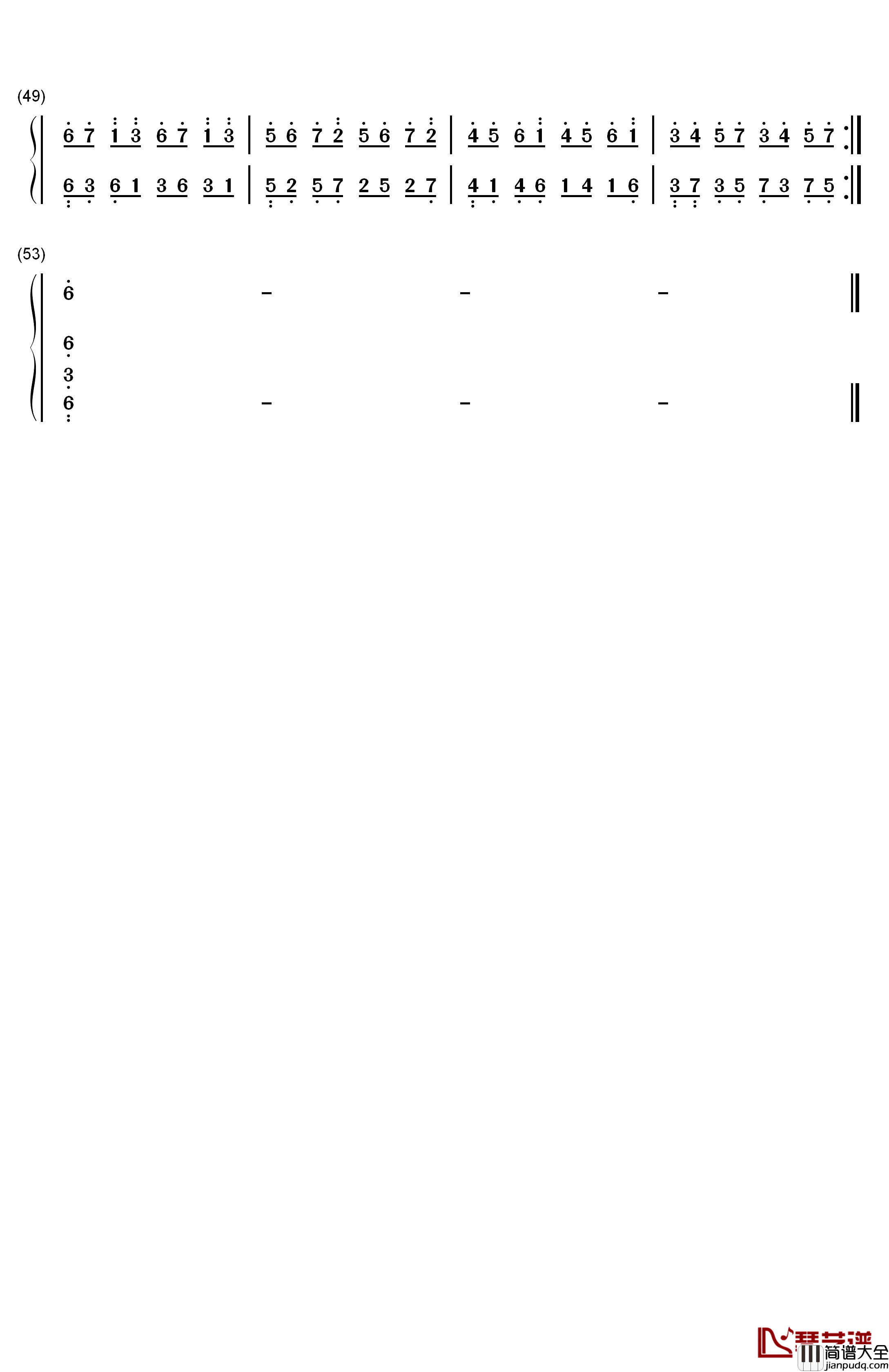 爱的供养简单版钢琴简谱_数字双手_杨幂