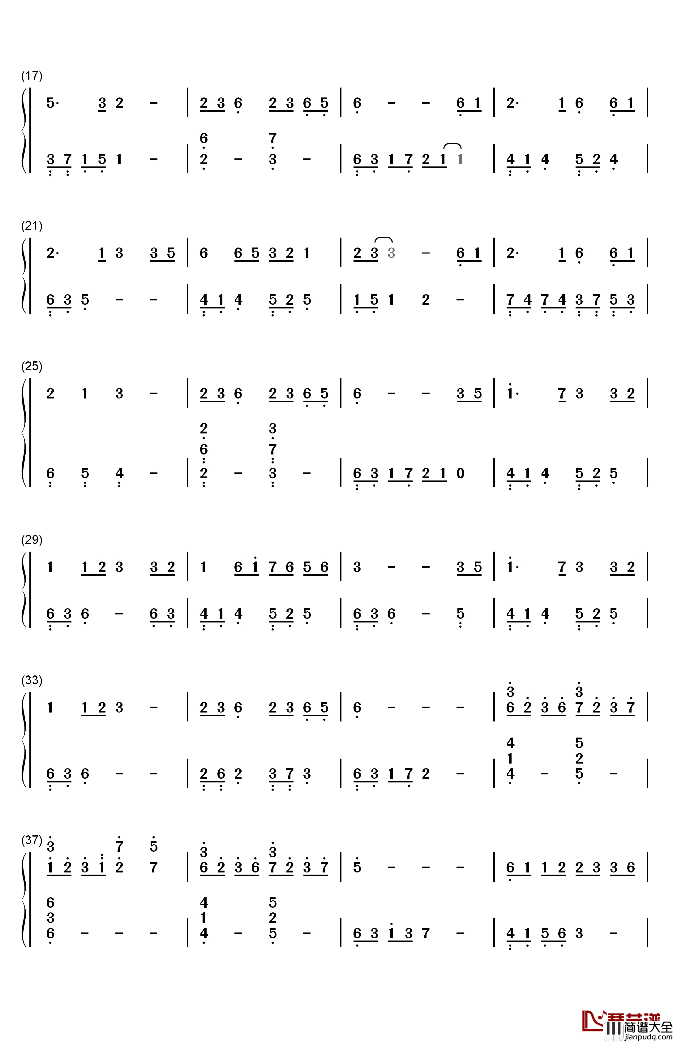 大鱼钢琴简谱_数字双手_周深