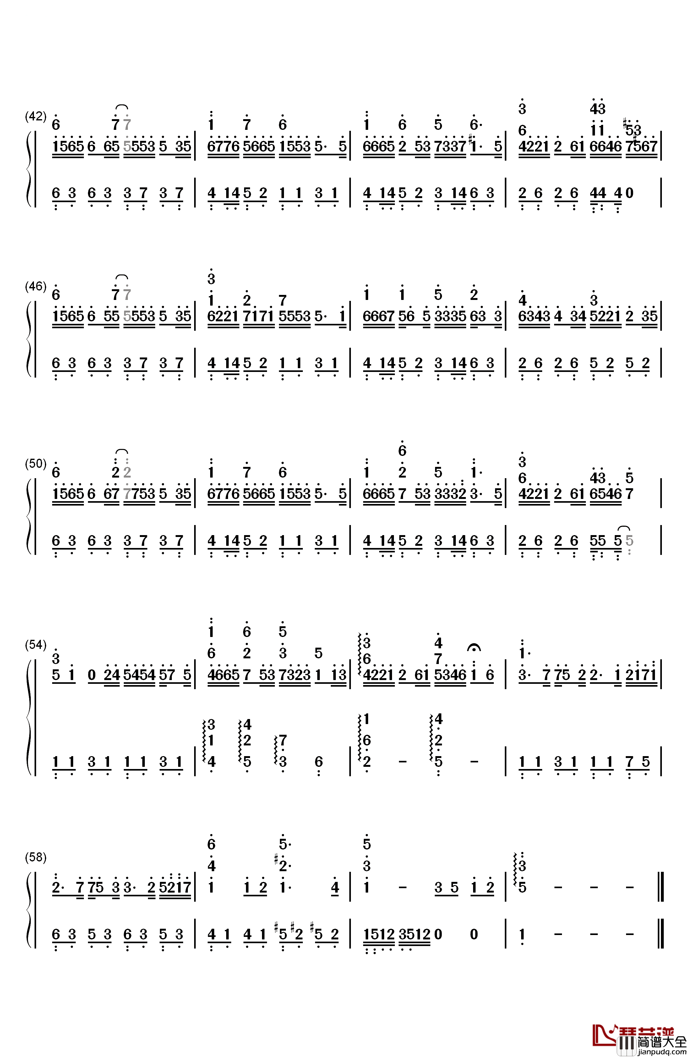钟无艳钢琴简谱_数字双手_谢安琪