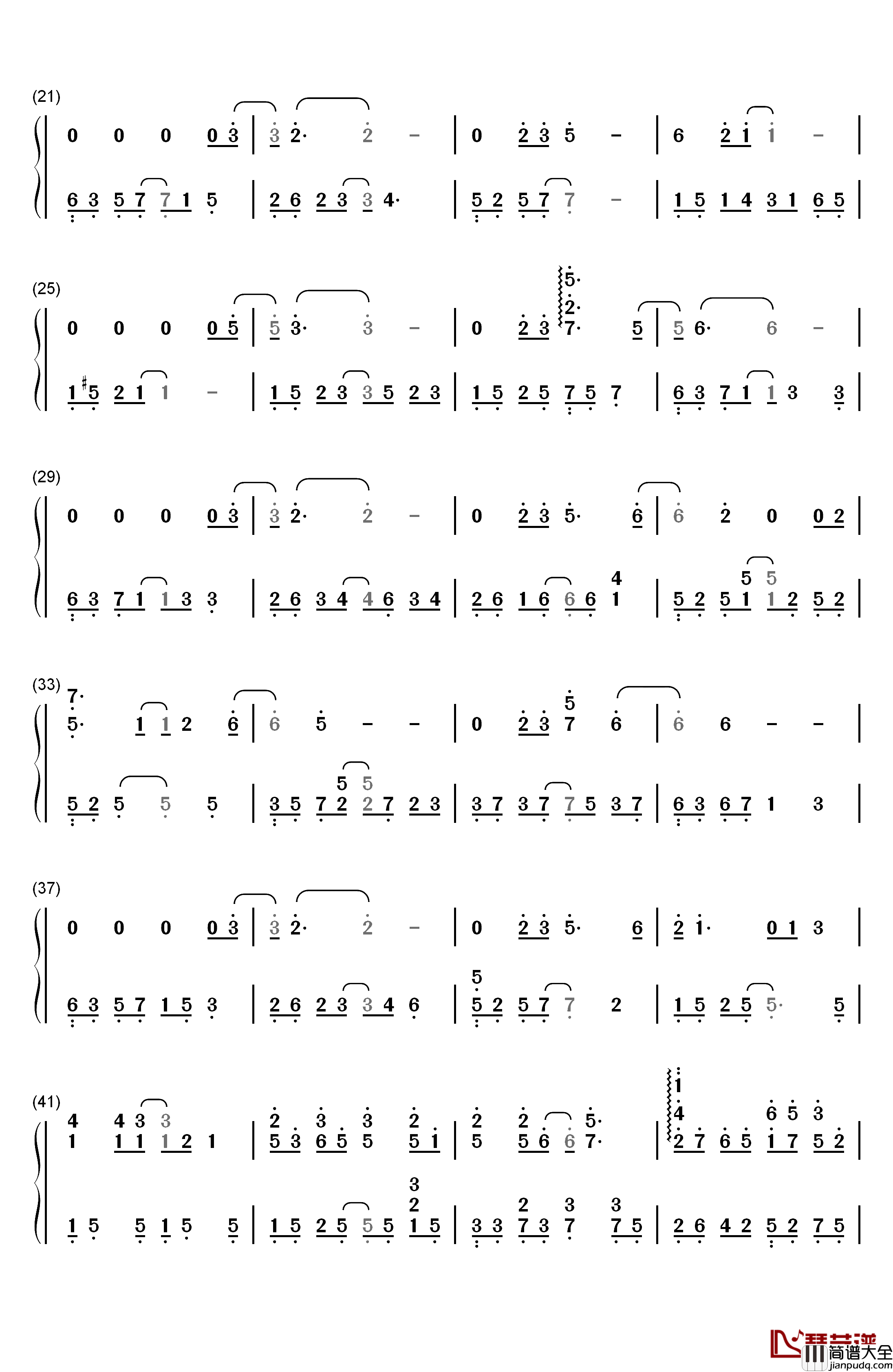 雪落下的声音钢琴简谱_数字双手_陆虎
