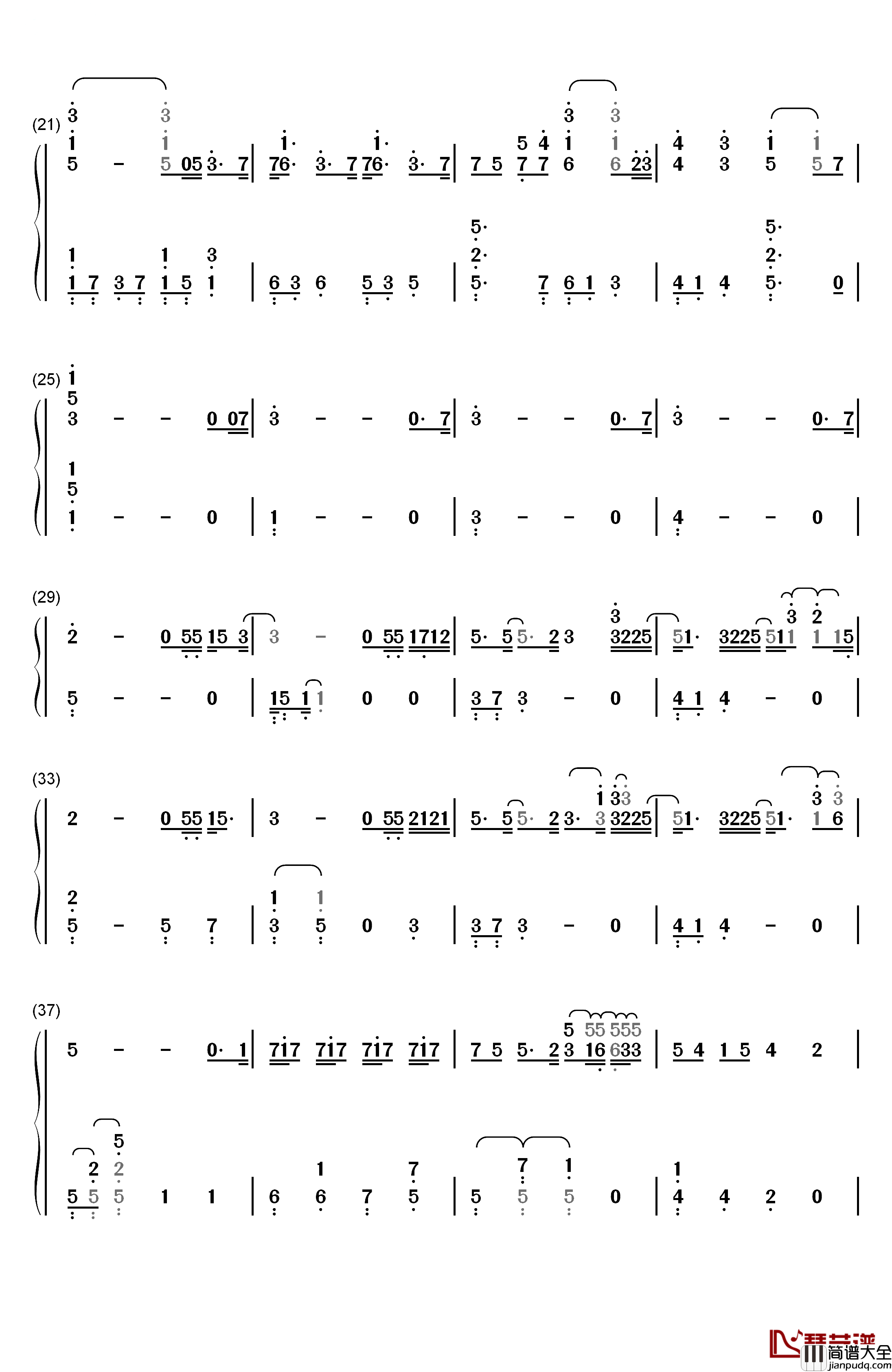 不可抗力钢琴简谱_数字双手_孟瑞