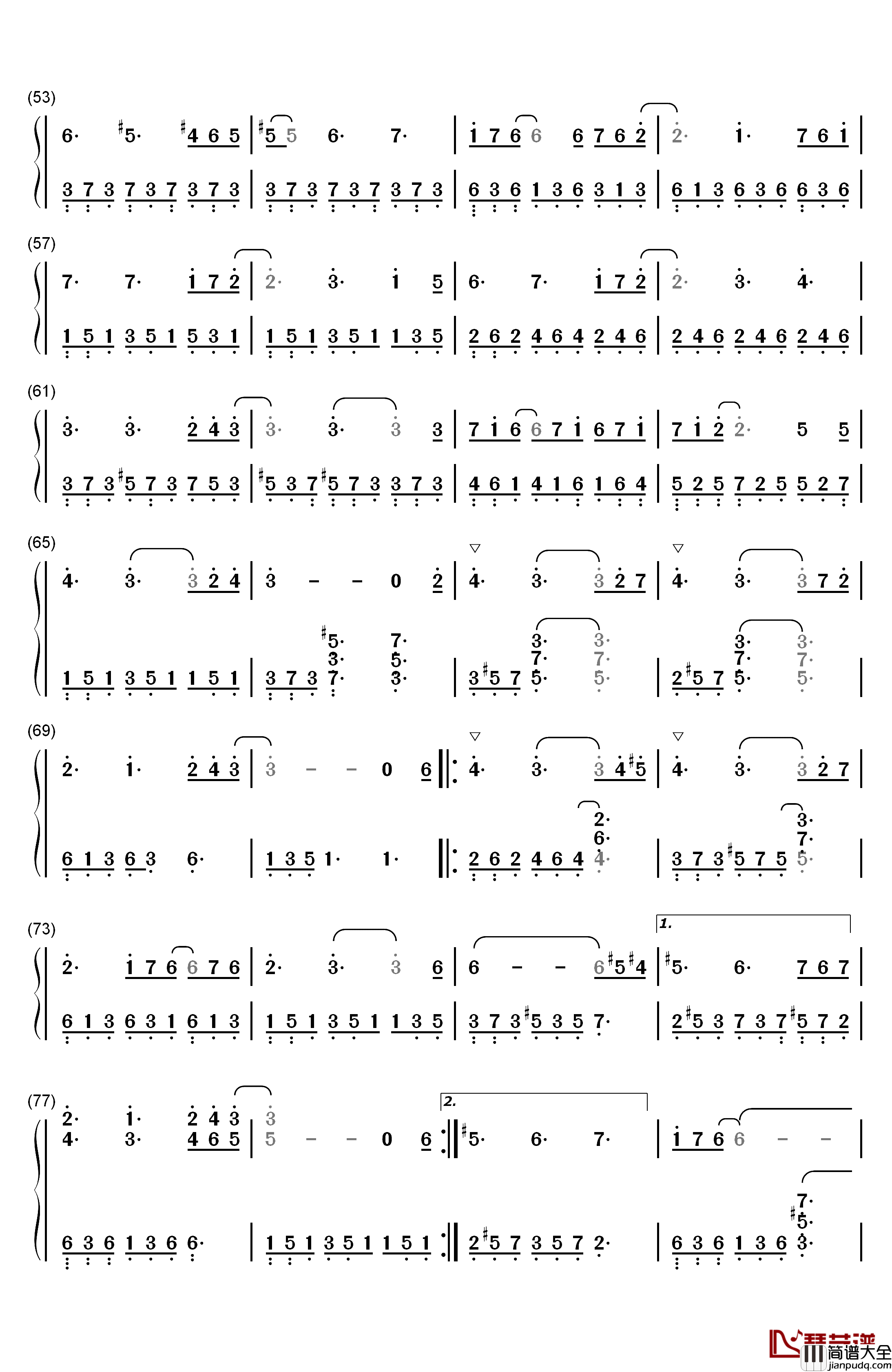 Felitsa（费丽萨）钢琴简谱_数字双手_雅尼