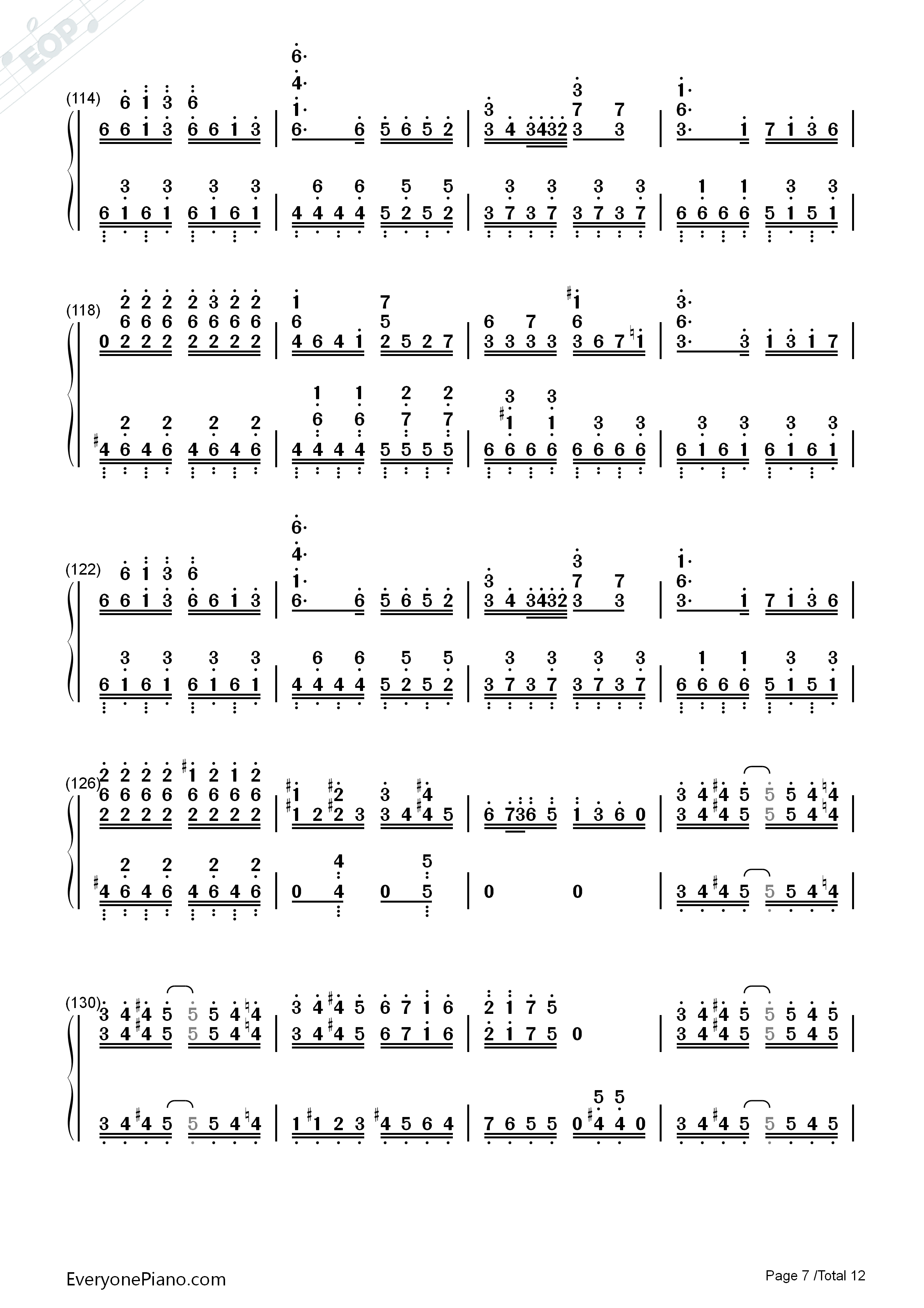 琪露诺的完美算术教室钢琴简谱_藤咲かりん演唱