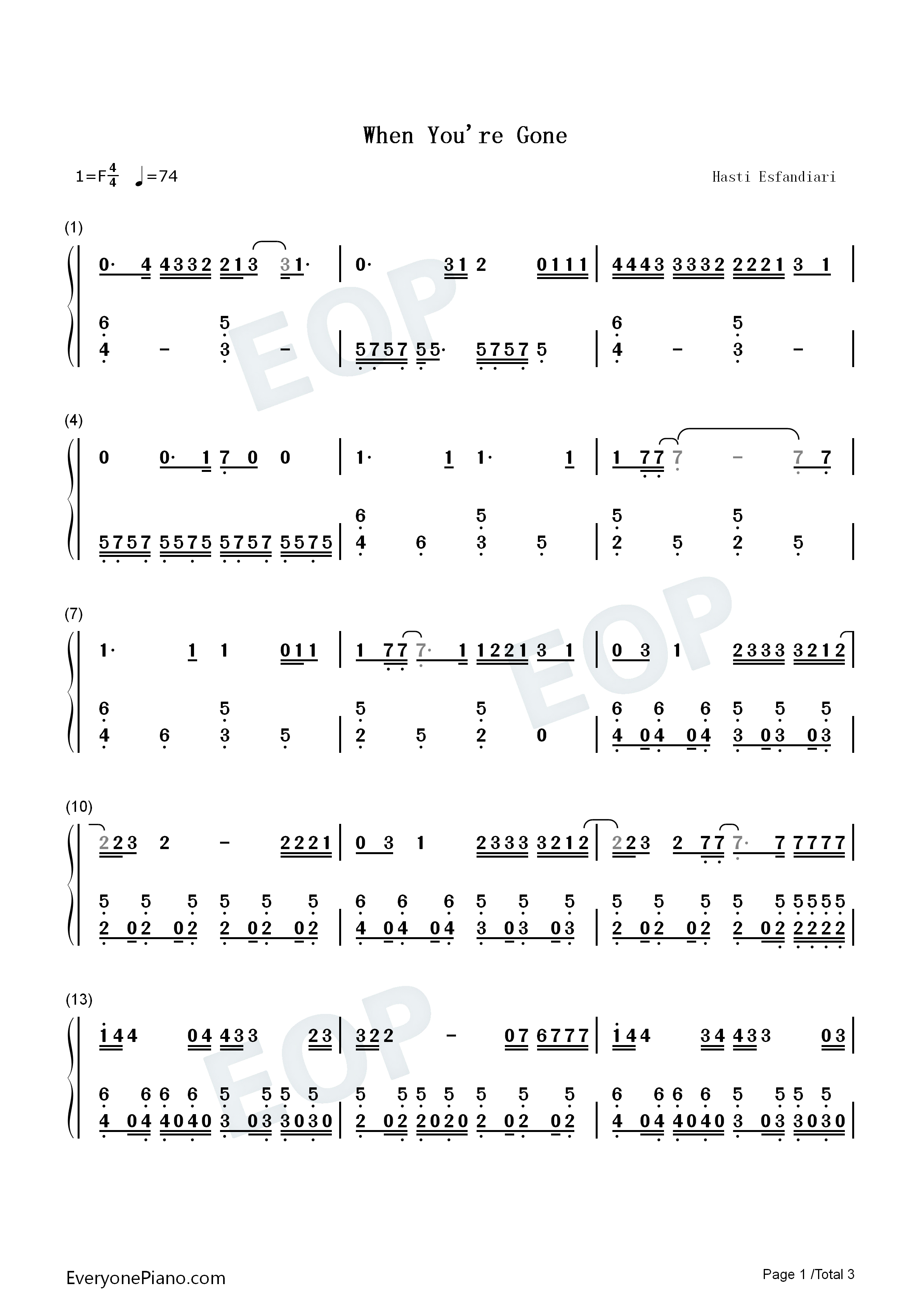 When_You_Are_Gone钢琴简谱_Shawn_Mendes演唱