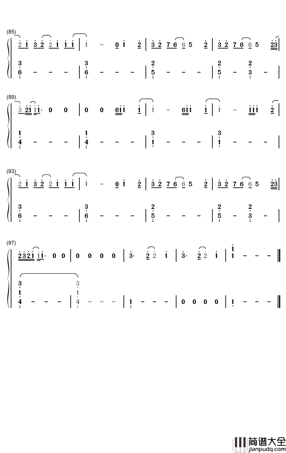 Falling钢琴简谱_数字双手_Harry_Styles