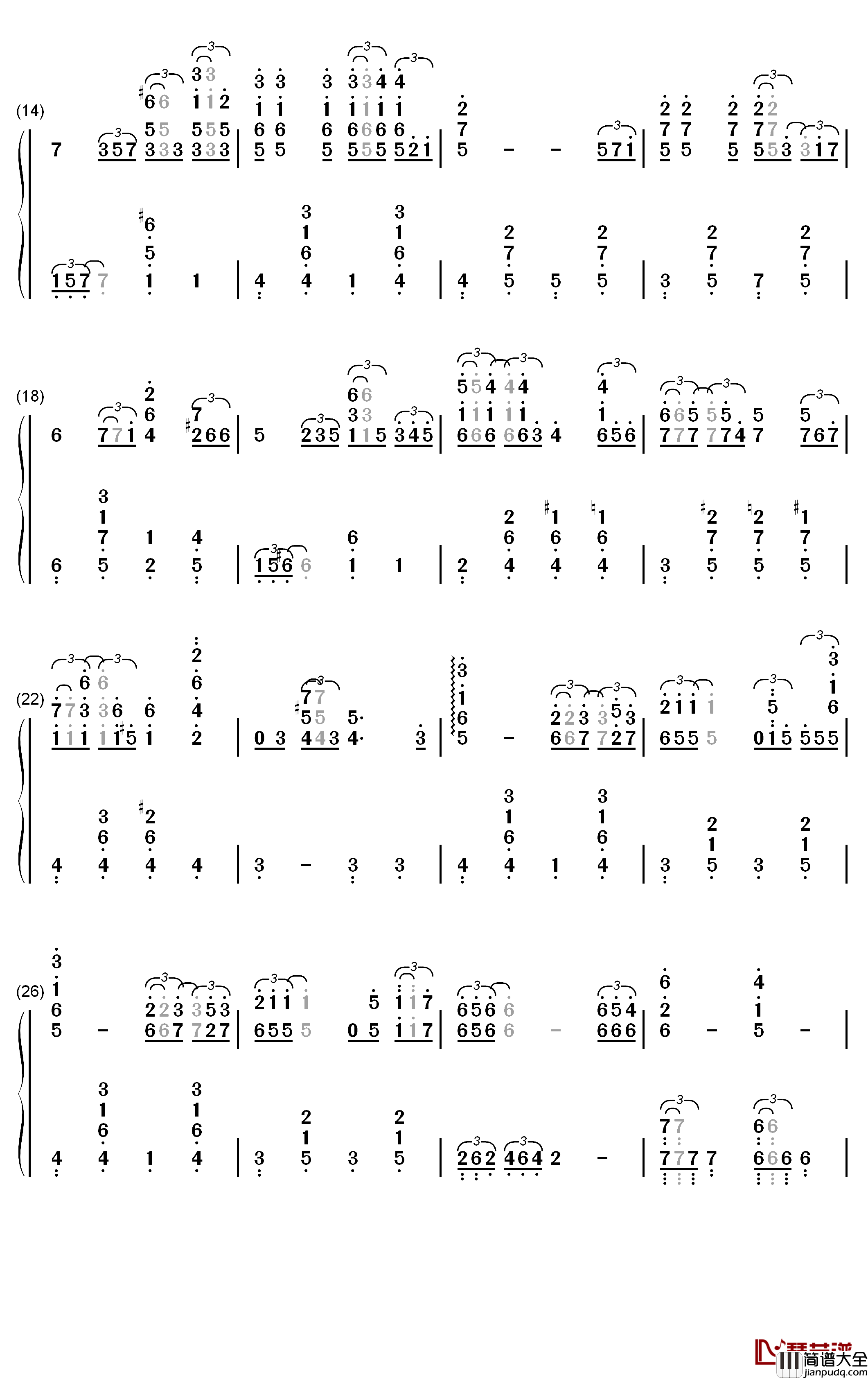 一去不返的时光钢琴简谱_数字双手_久石让