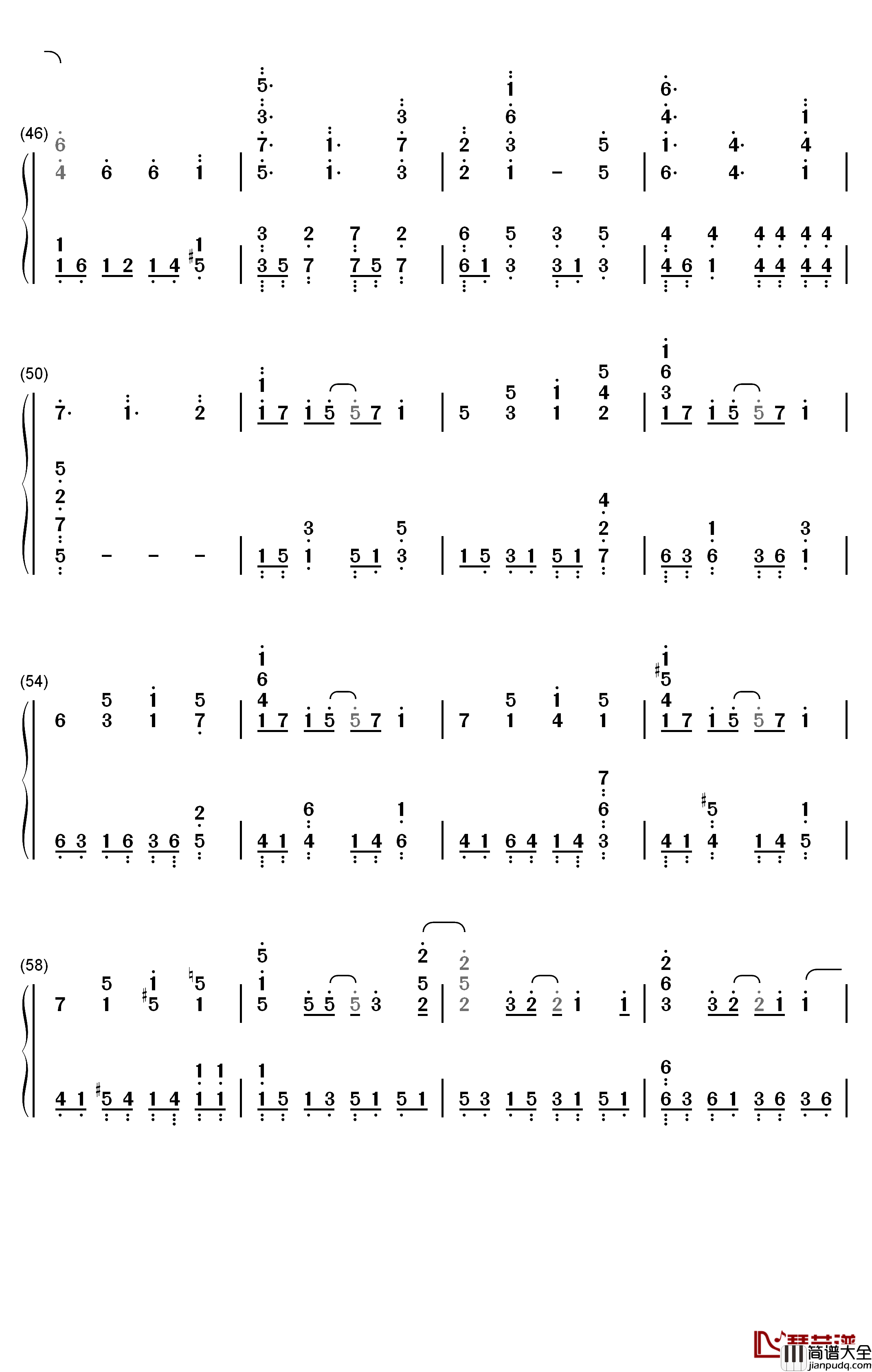 しわ钢琴简谱_数字双手_GUMI