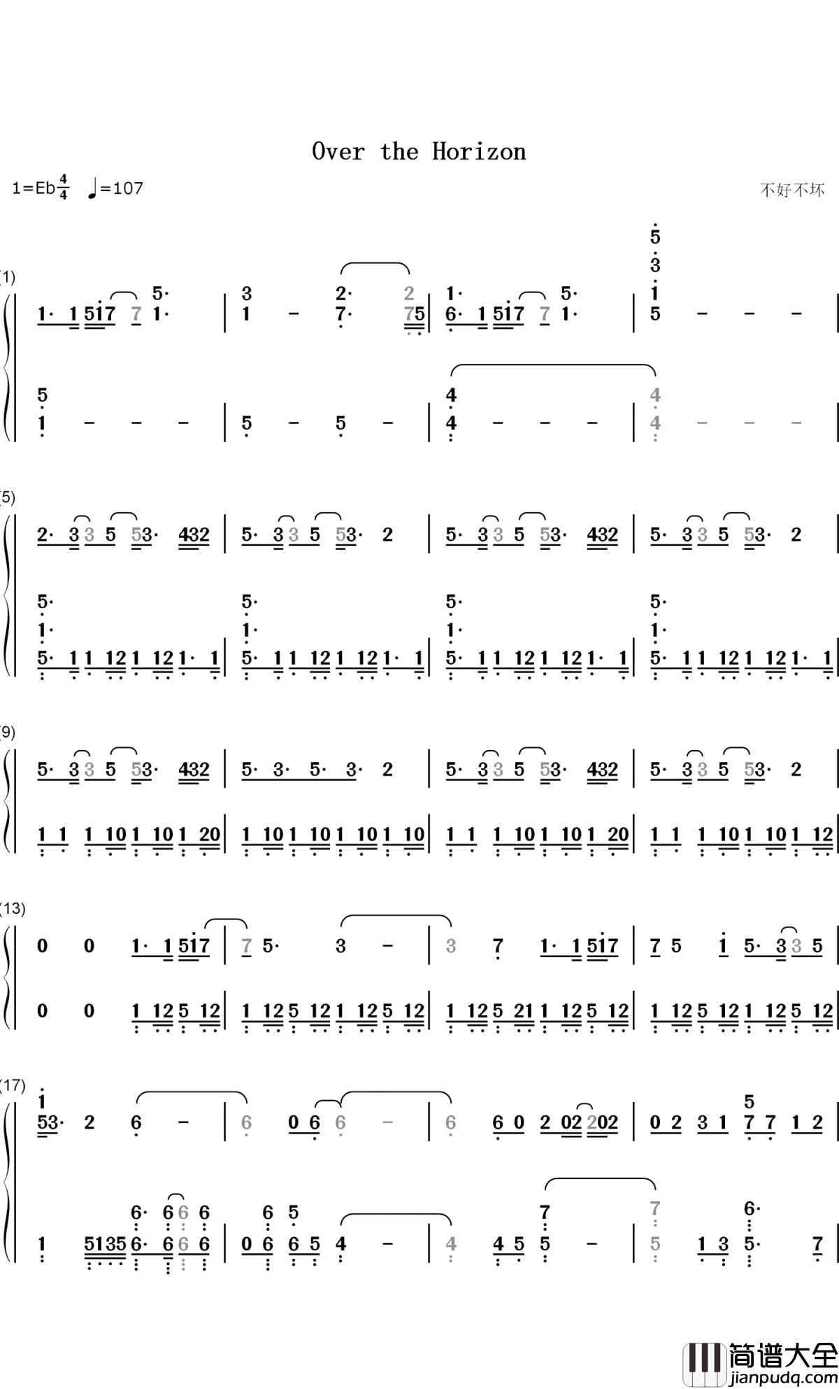 Over_the_Horizon钢琴简谱_数字双手_三星