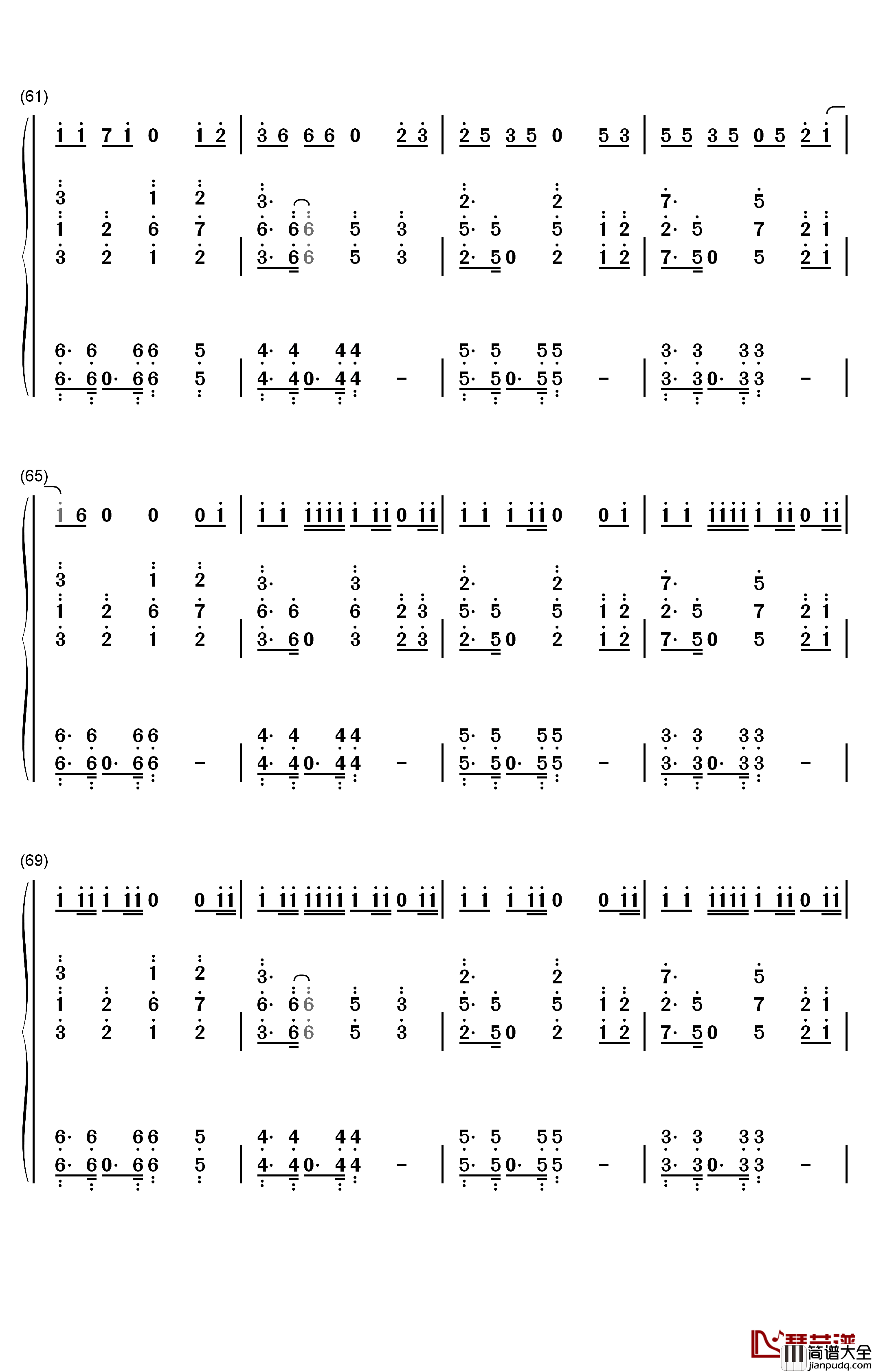 野狼Disco钢琴简谱_数字双手_宝石Gem