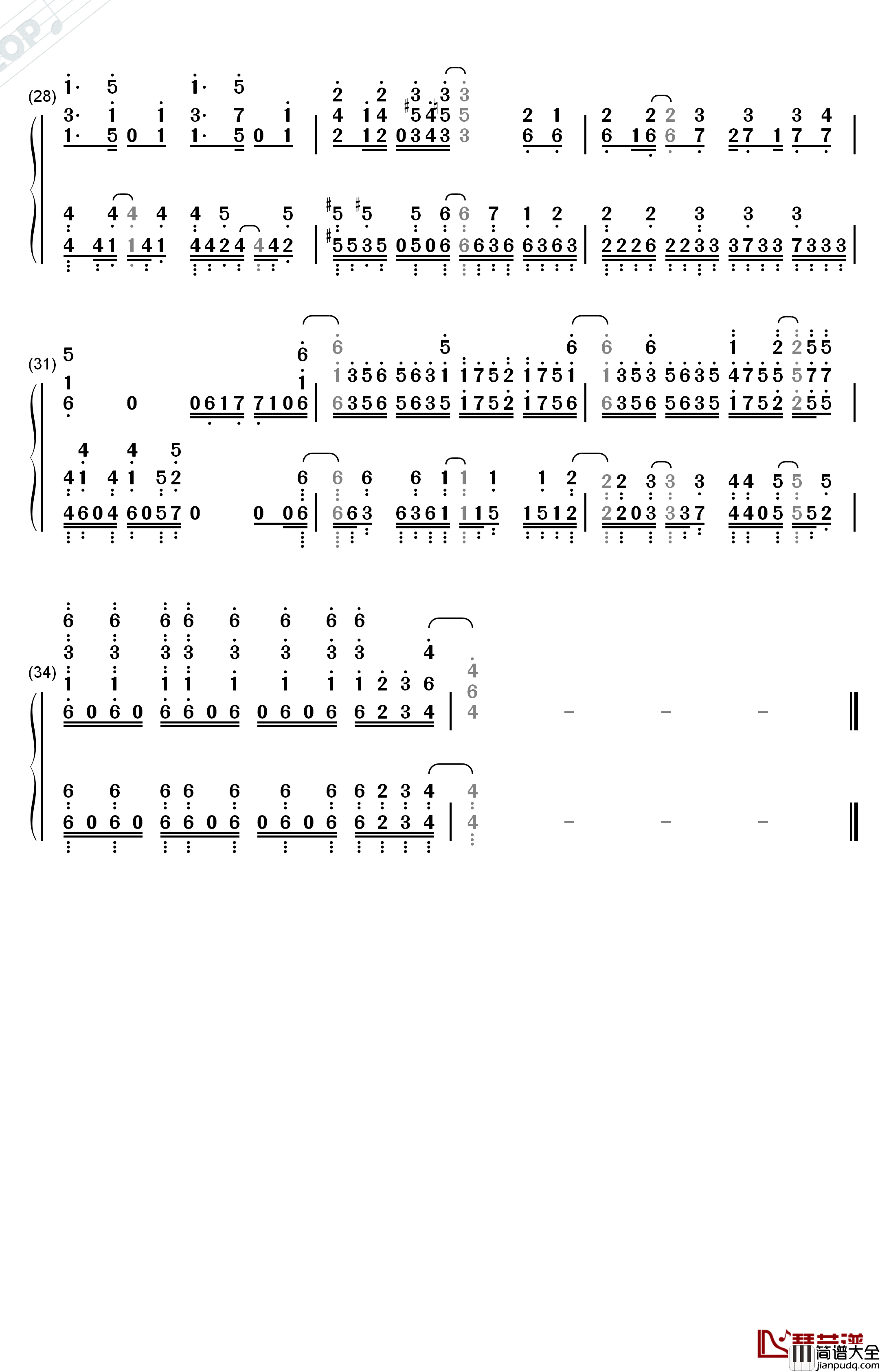 star_frost钢琴简谱_数字双手_Nonoc
