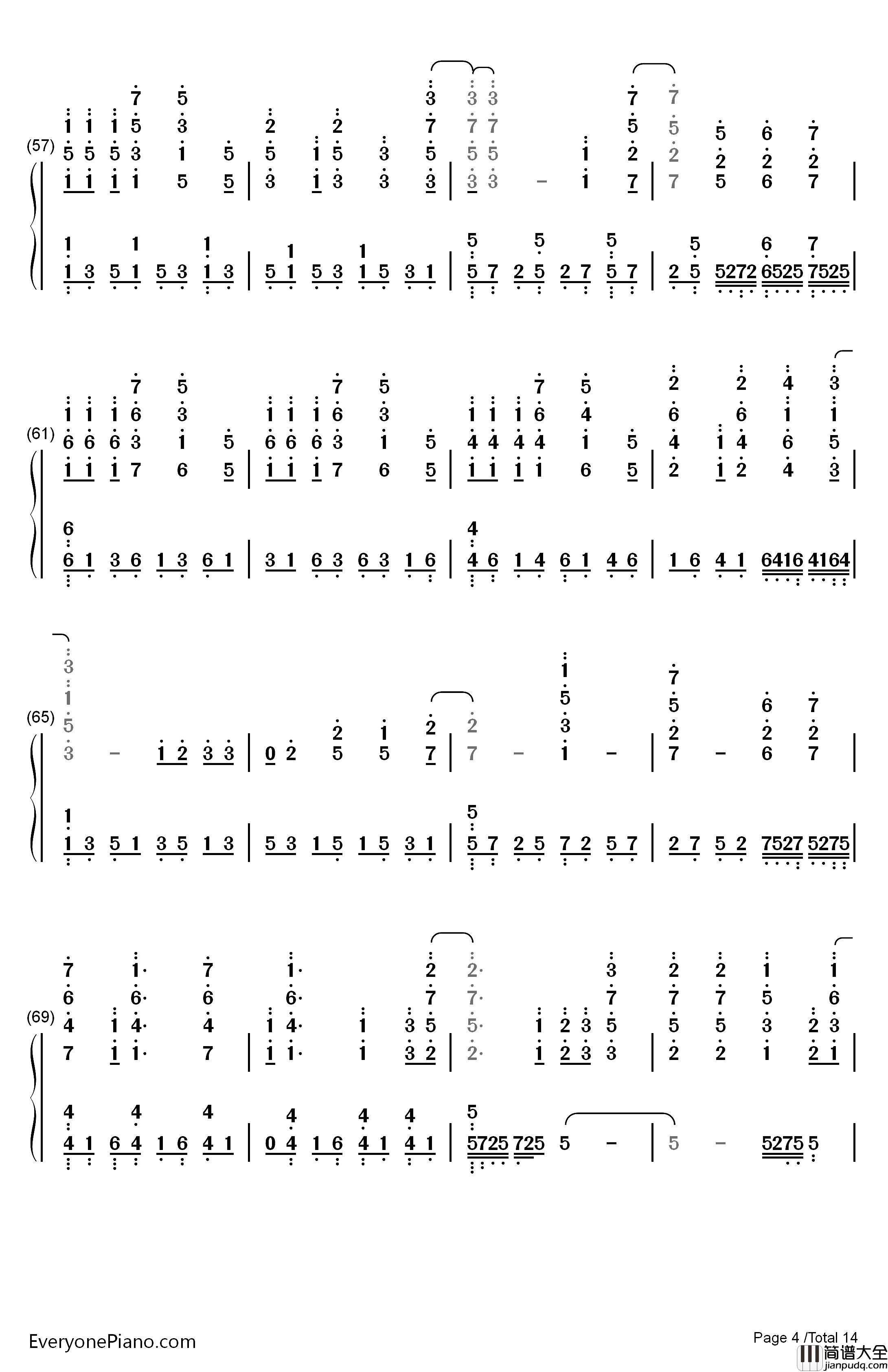Neo钢琴简谱_数字双手_Roselia