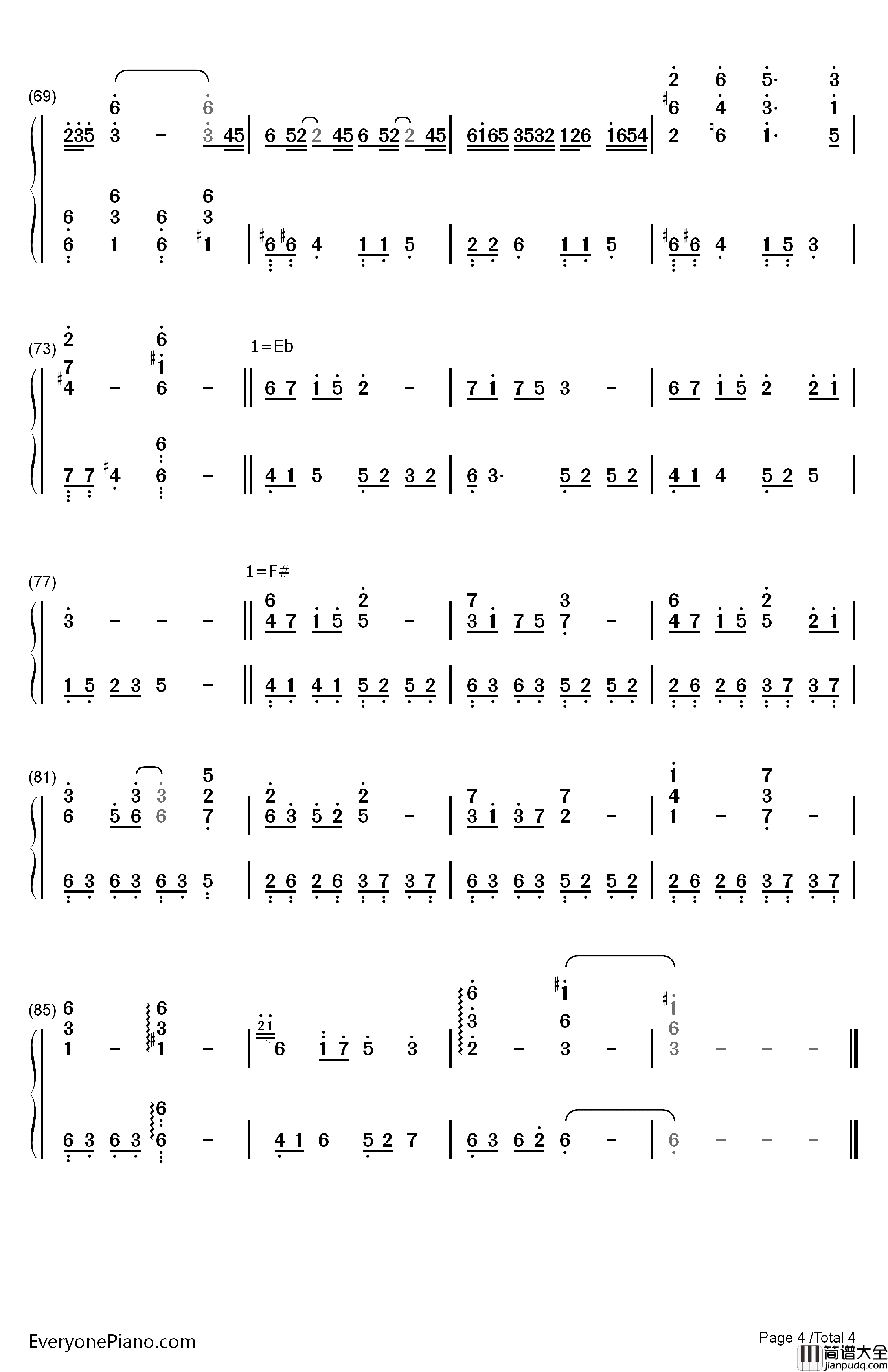 天涯钢琴简谱_数字双手_喵☆酱