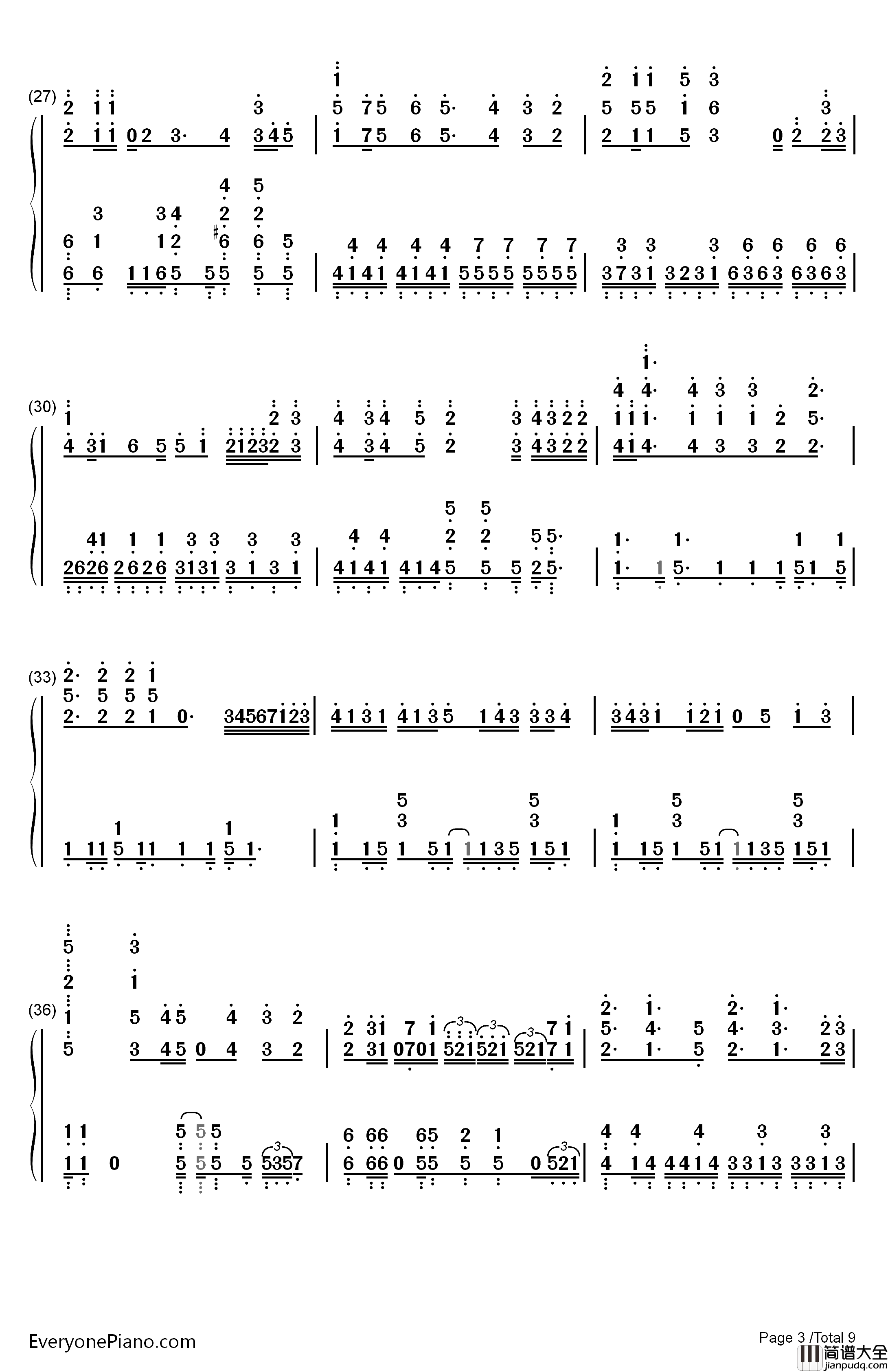 三色绘恋钢琴简谱_数字双手_Project_Lights