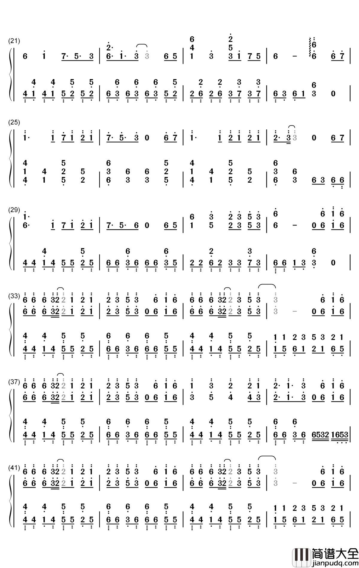 彩虹节拍钢琴简谱_数字双手_李懋扬