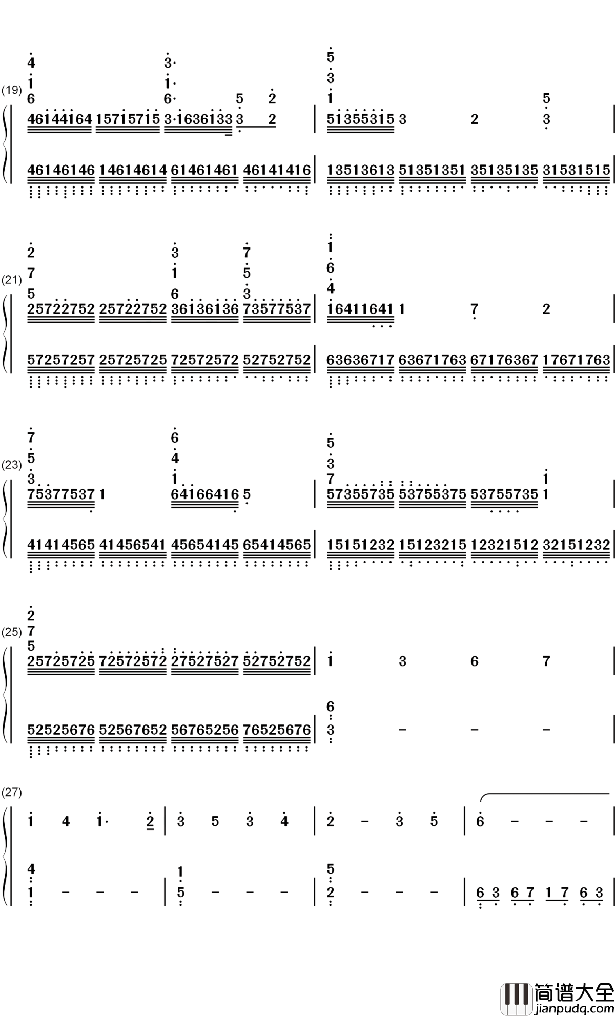 极暗之时改编版钢琴简谱_数字双手_Elex