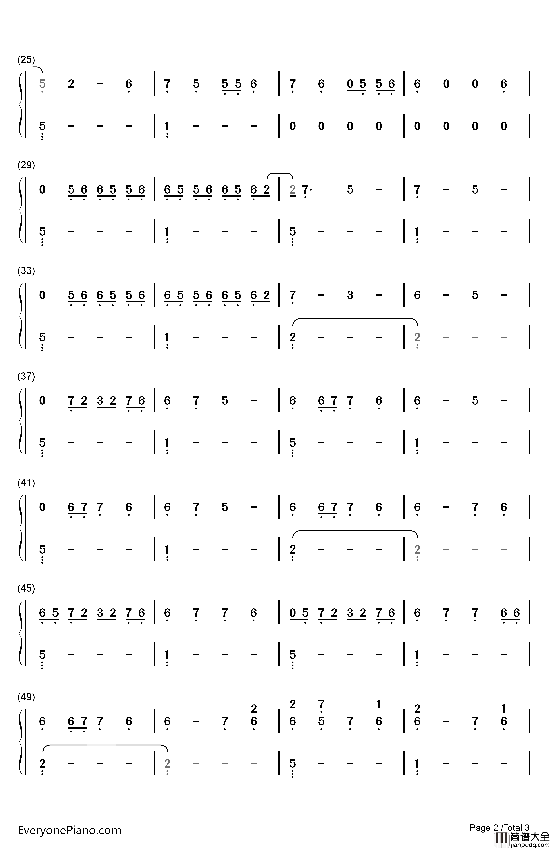 Attention钢琴简谱_数字双手_Joji