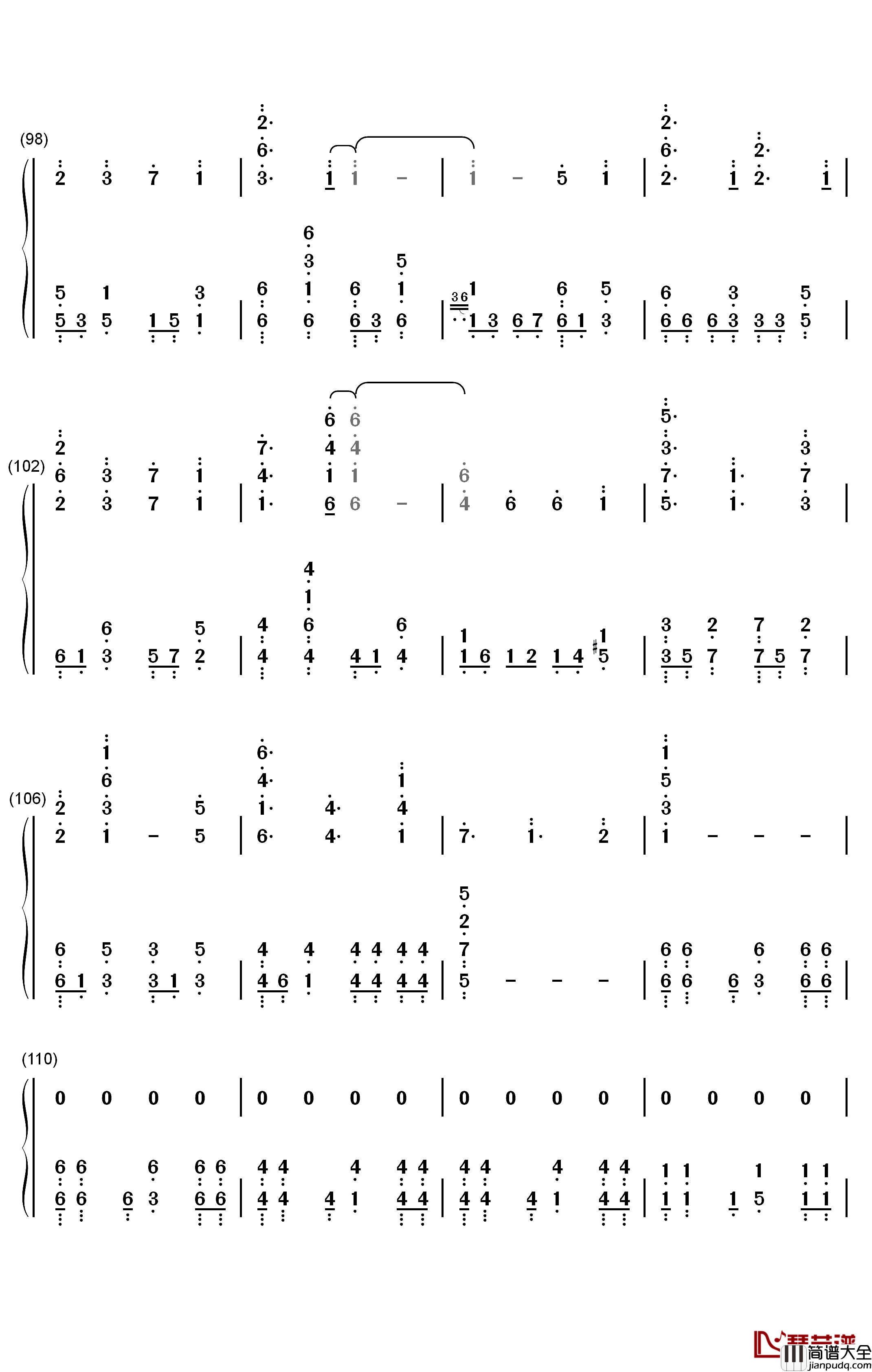 しわ钢琴简谱_数字双手_GUMI