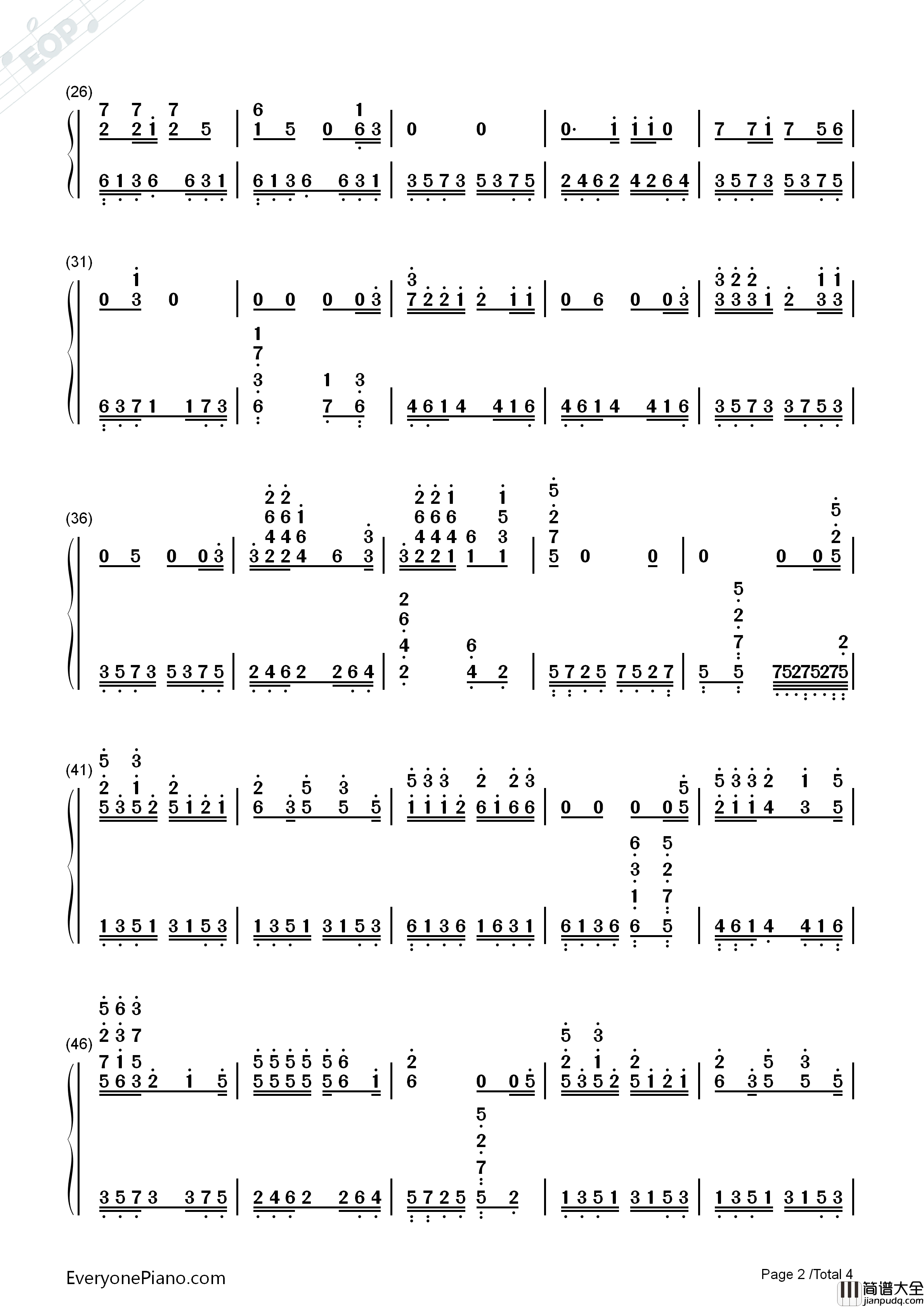 趁早钢琴简谱_张宇演唱