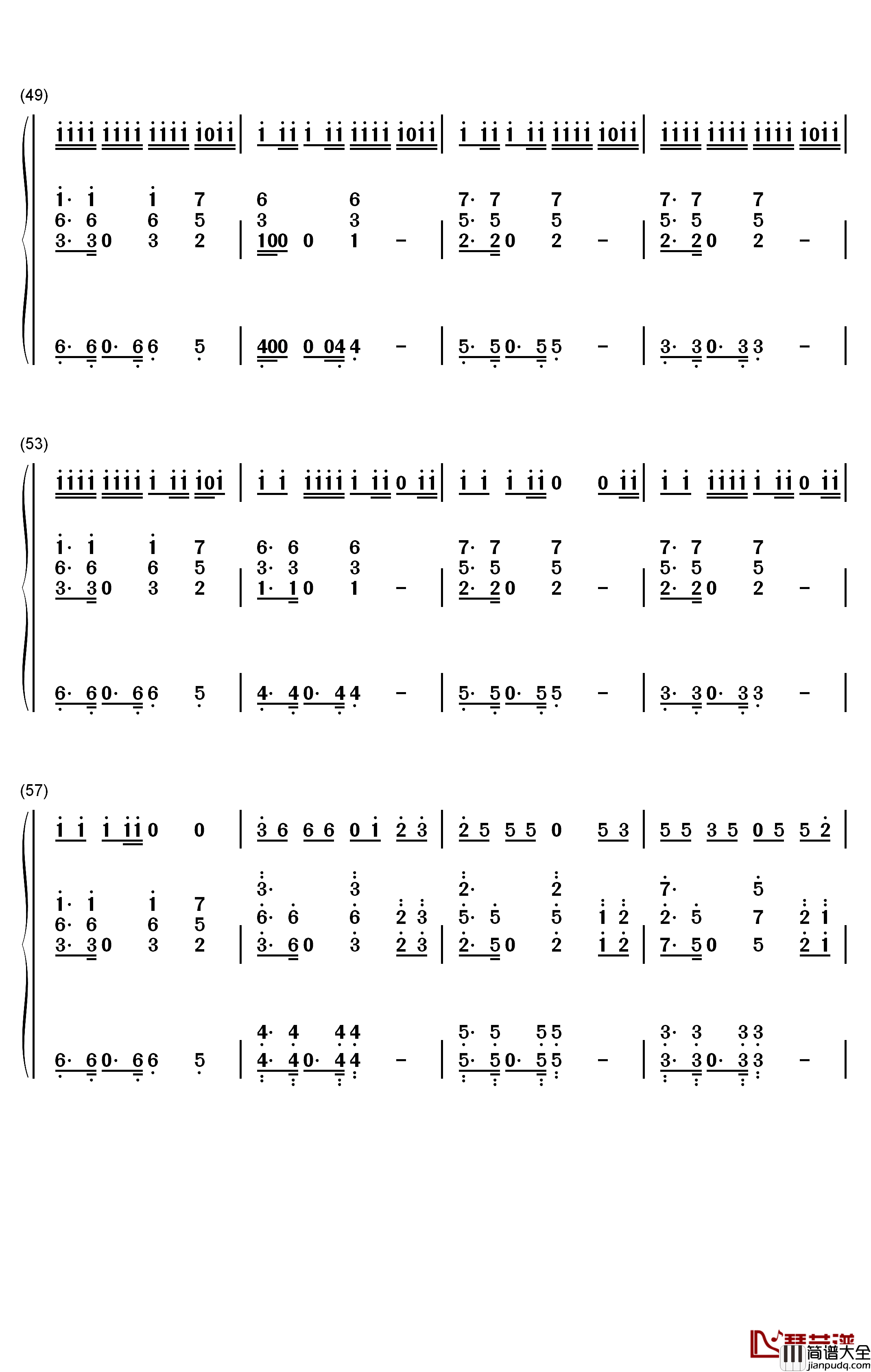 野狼Disco钢琴简谱_数字双手_宝石Gem