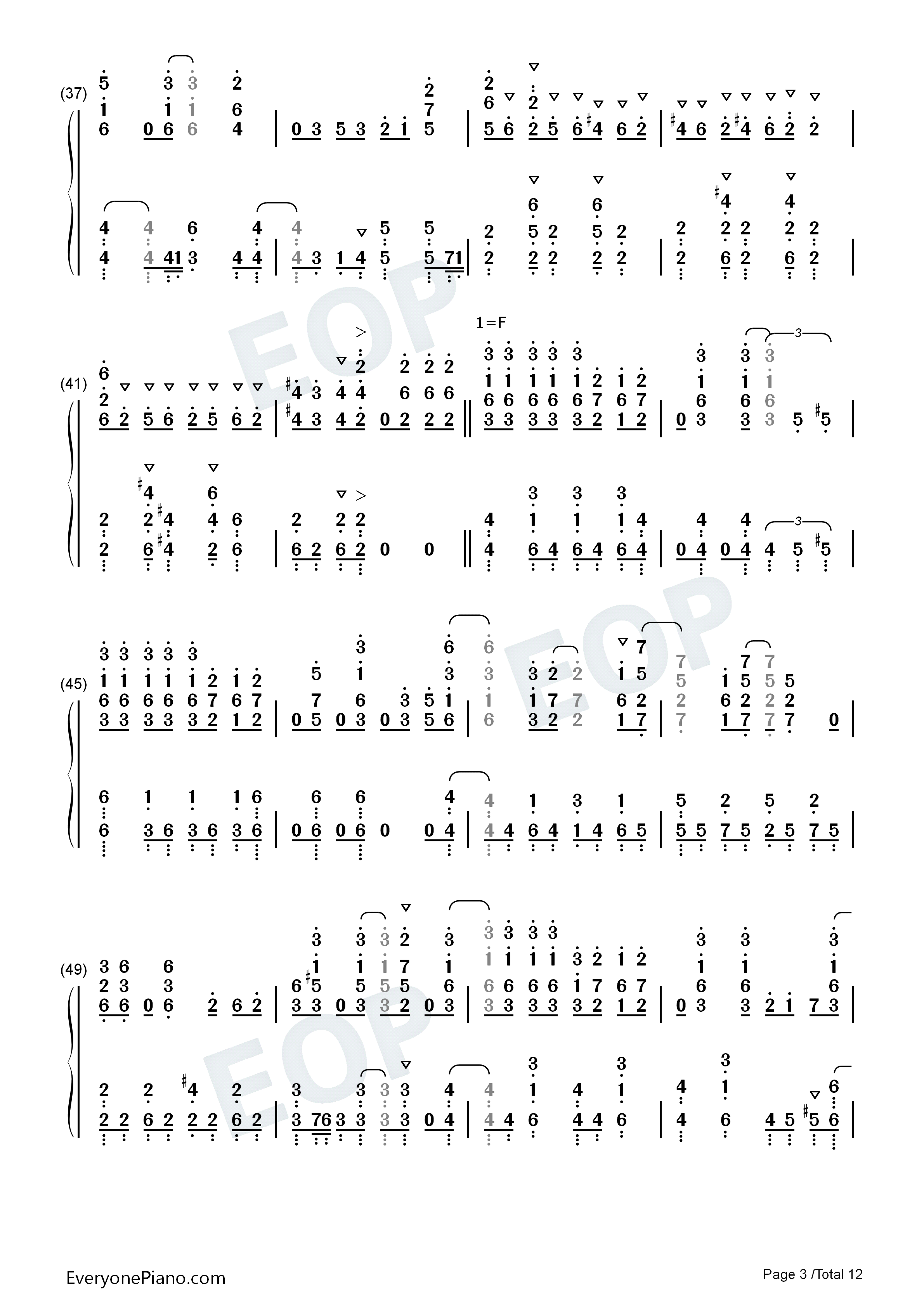 OveR钢琴简谱_富田美忧演唱