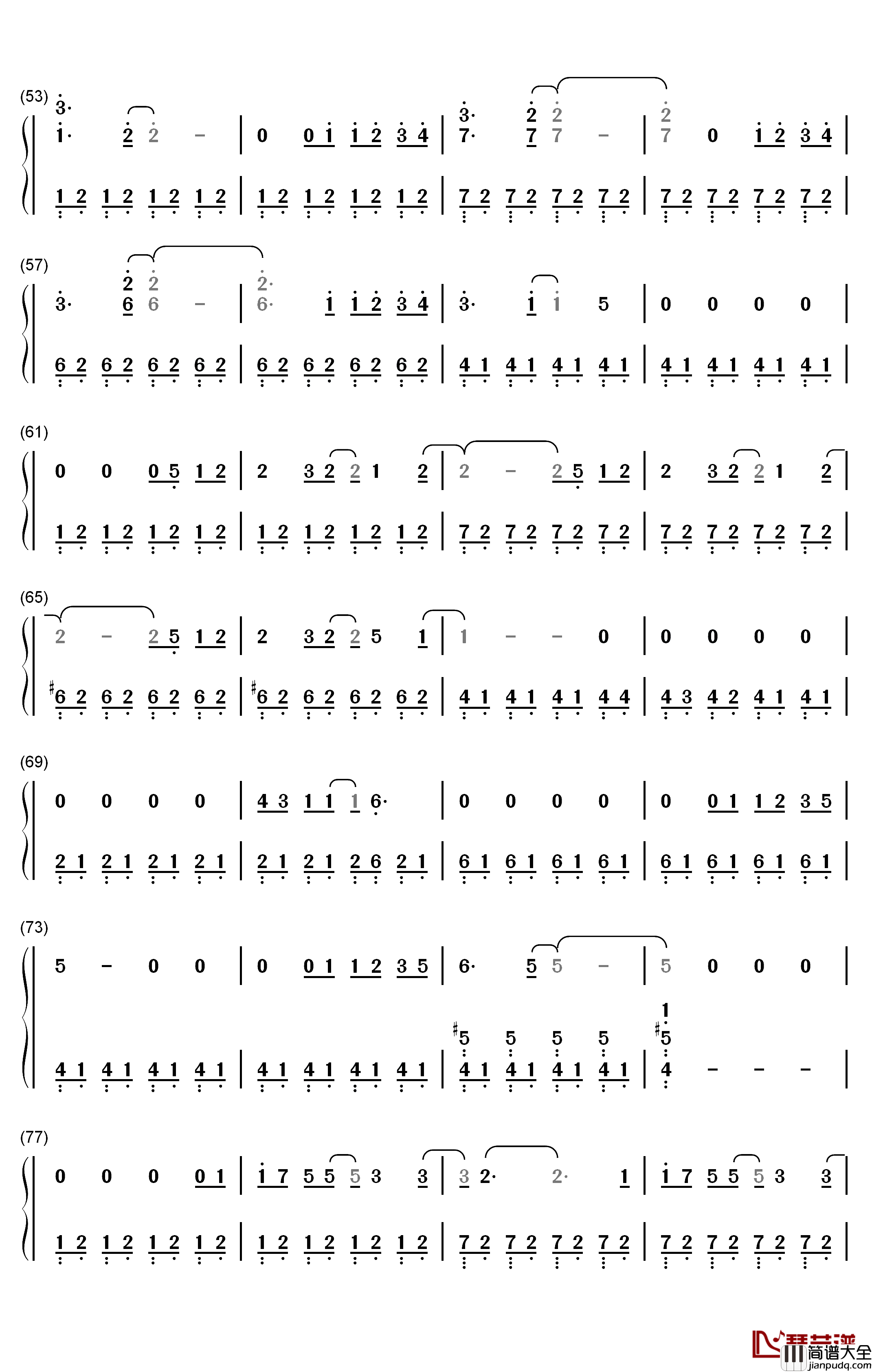 易碎的吻钢琴简谱_数字双手_王源