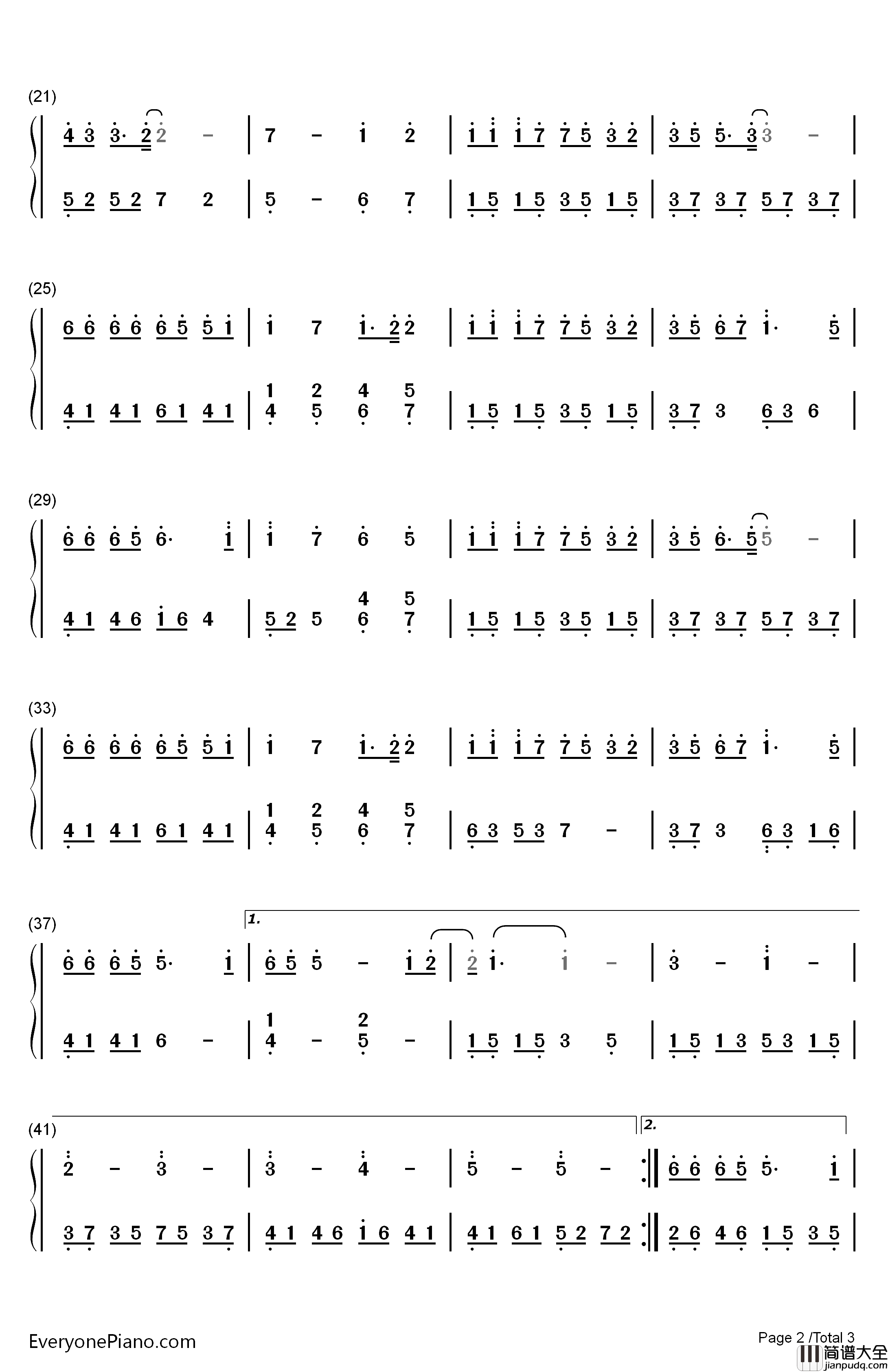 小欢喜钢琴简谱_数字双手_刘瑞琦