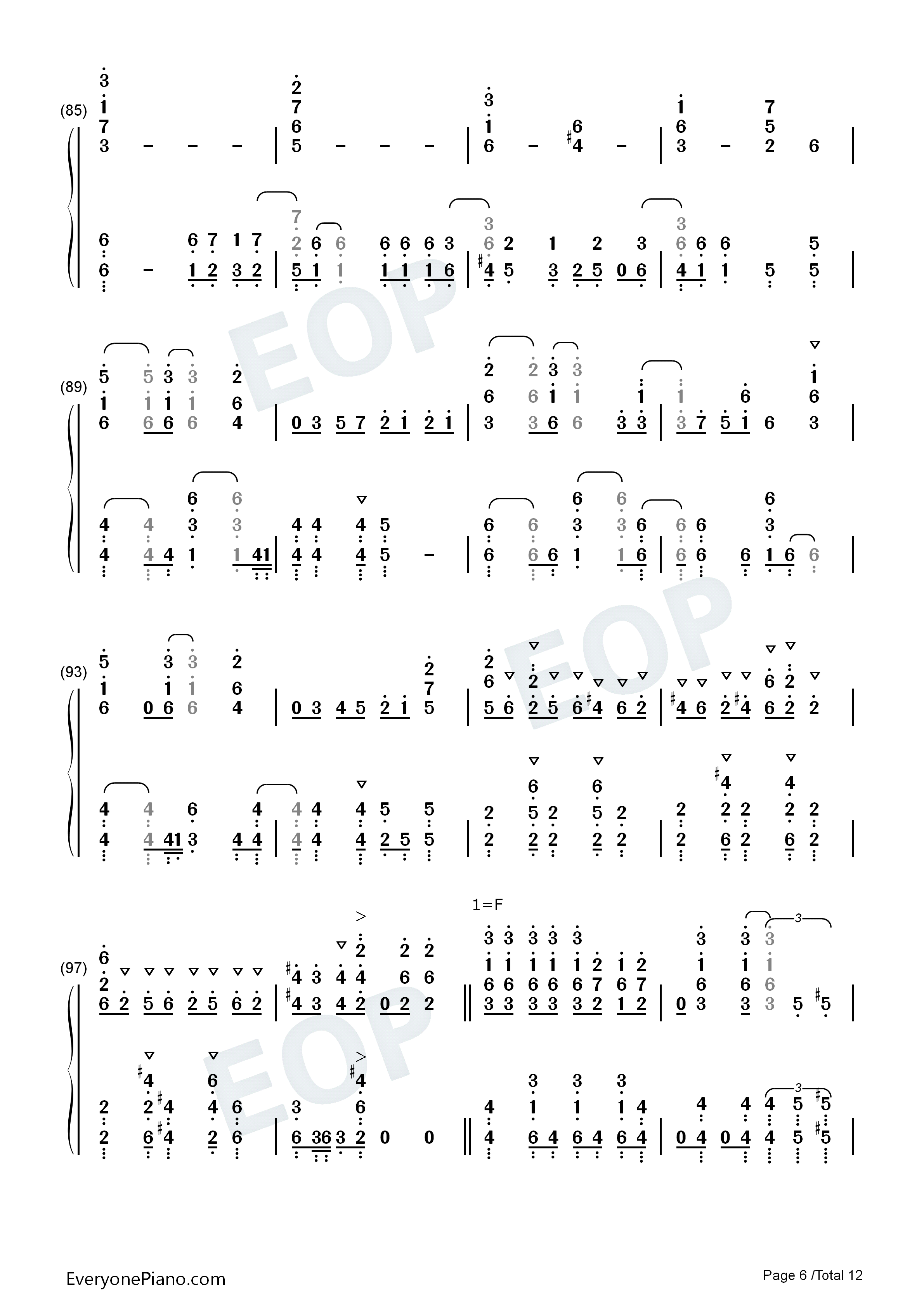 OveR钢琴简谱_富田美忧演唱