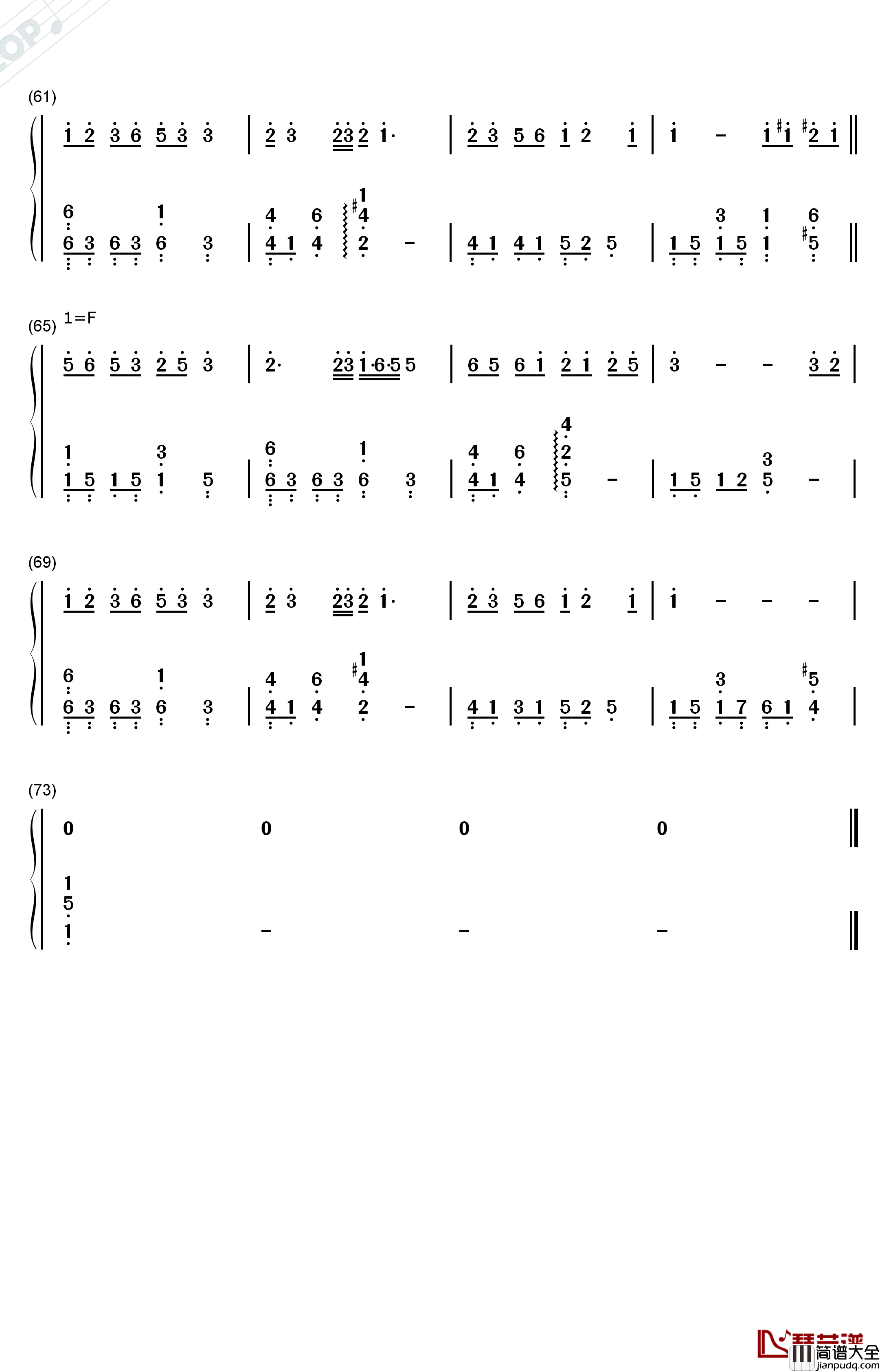 月西江钢琴简谱_数字双手_初音未来