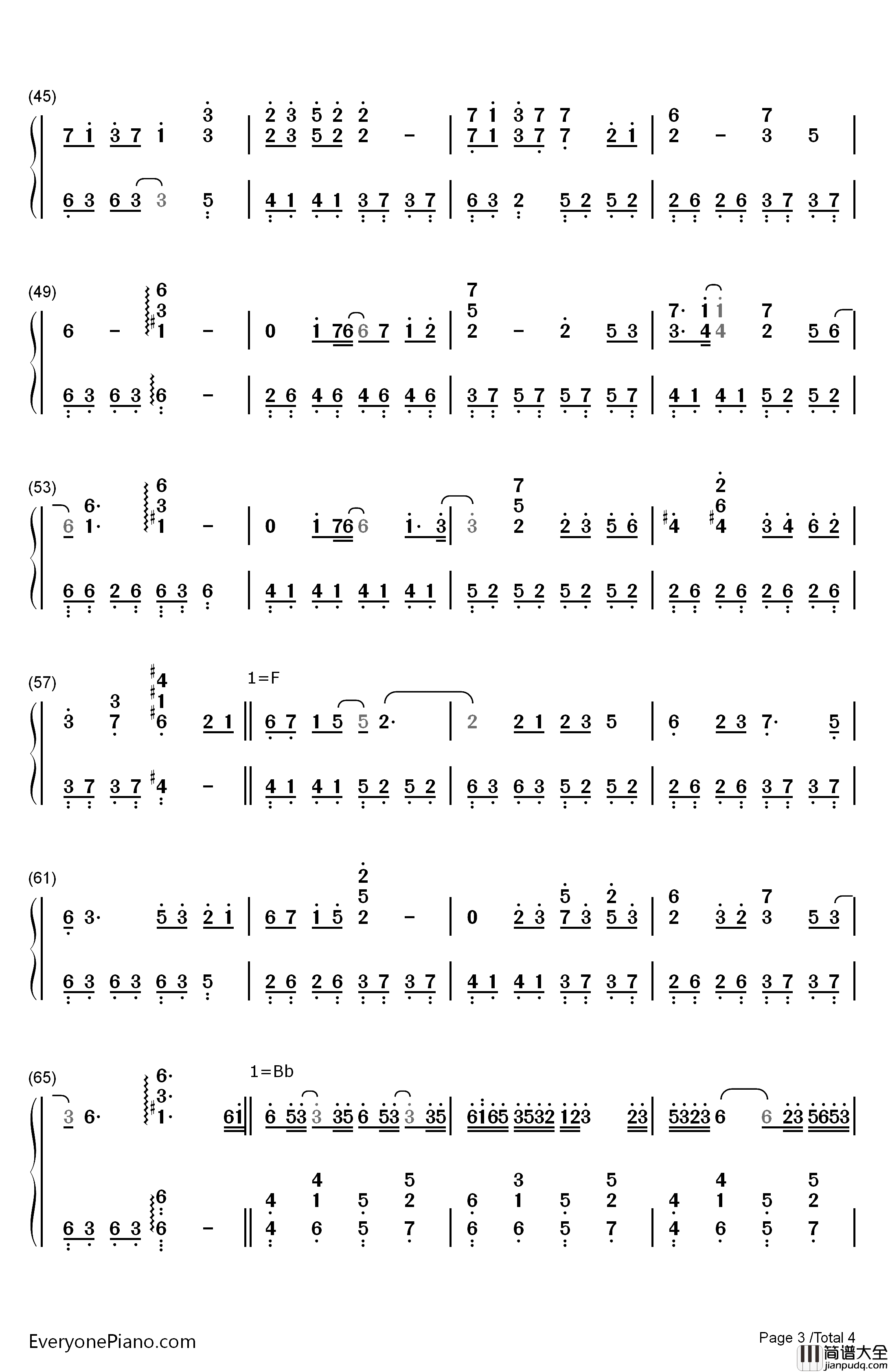 天涯钢琴简谱_数字双手_喵☆酱