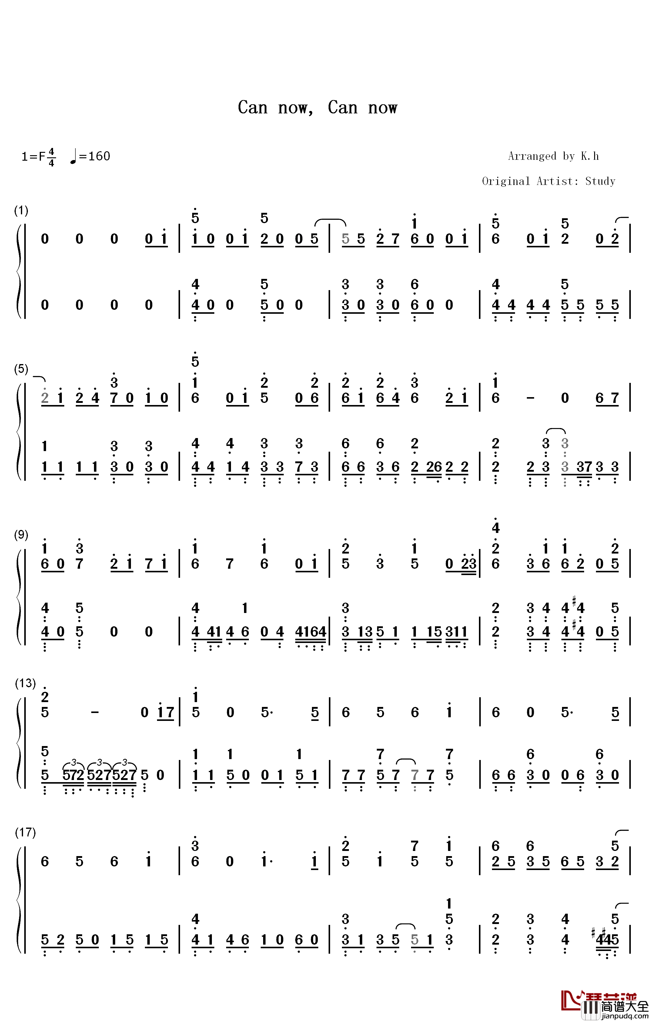 Can_now_Can_now钢琴简谱_数字双手_Study