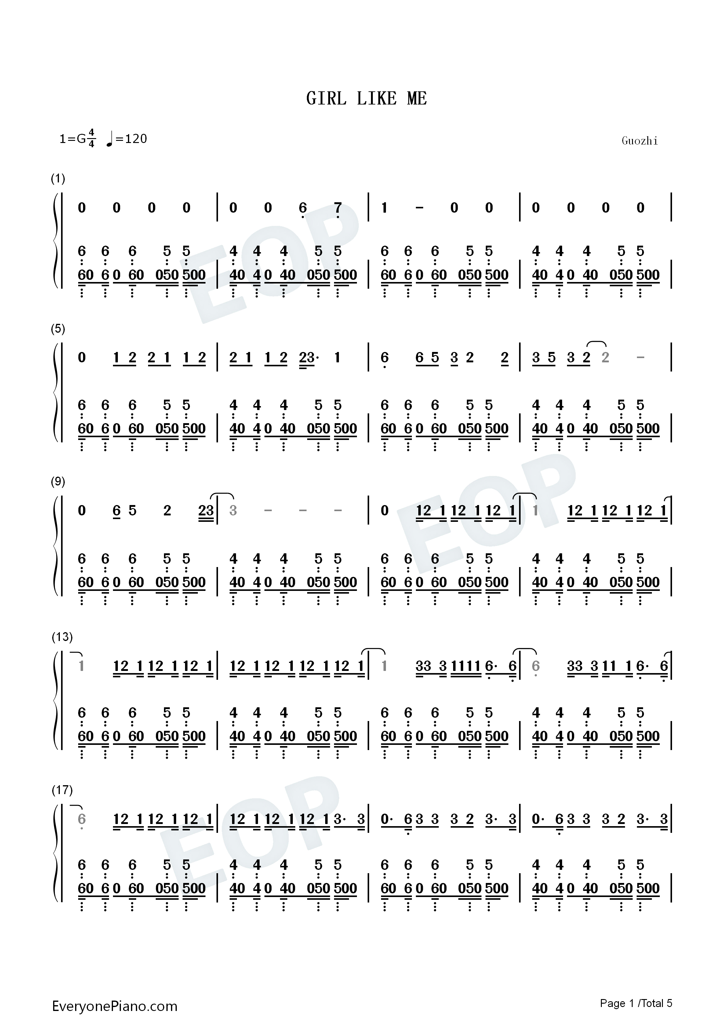 Girl_like_Me钢琴简谱_Black_Eyed_Peas_Shakira演唱