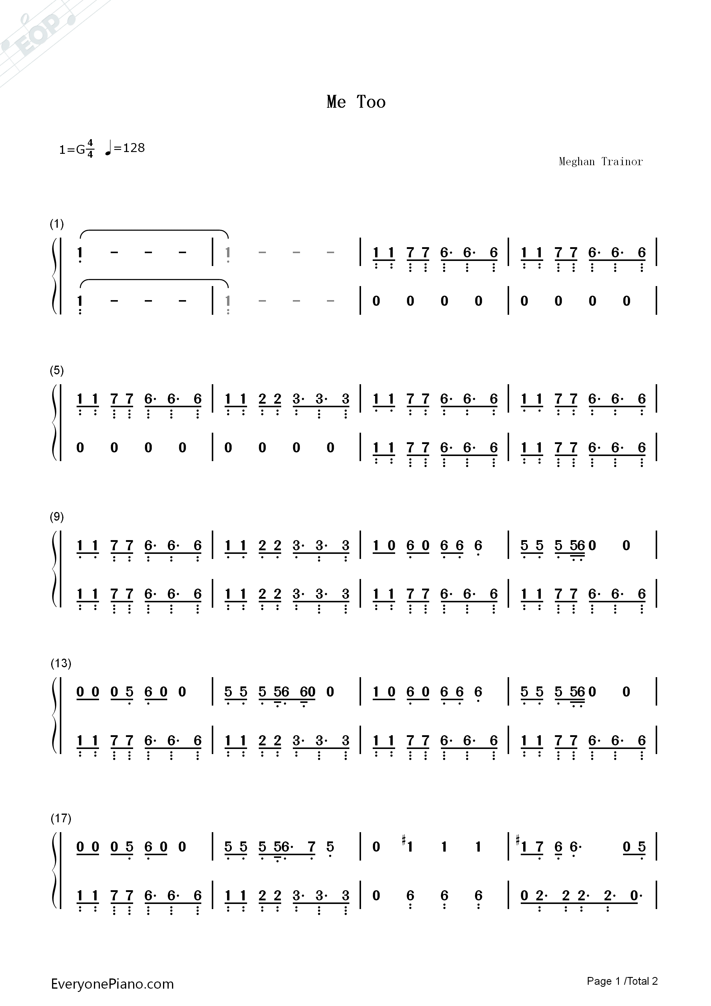 Me_Too钢琴简谱_Meghan_Trainor演唱