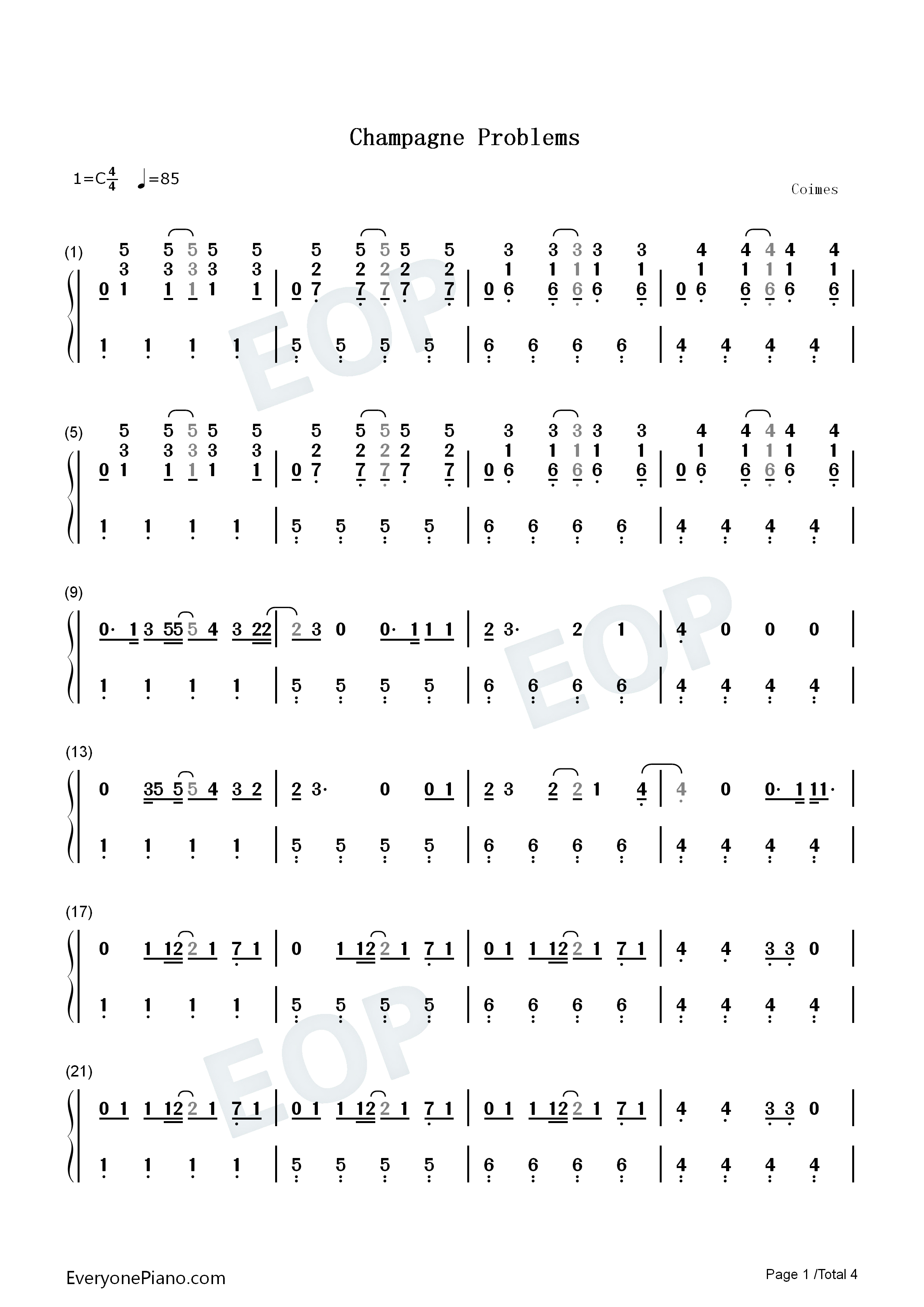 Champagne_Problems钢琴简谱_Taylor_Swift演唱