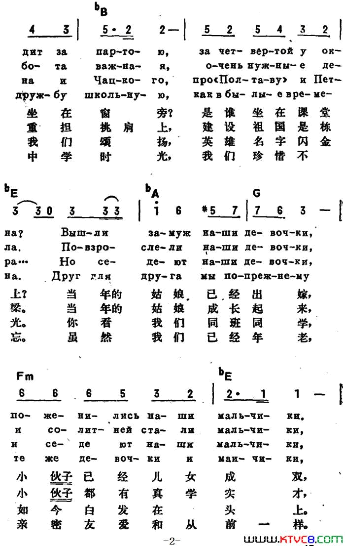 [前苏联]同班同学中俄文对照简谱